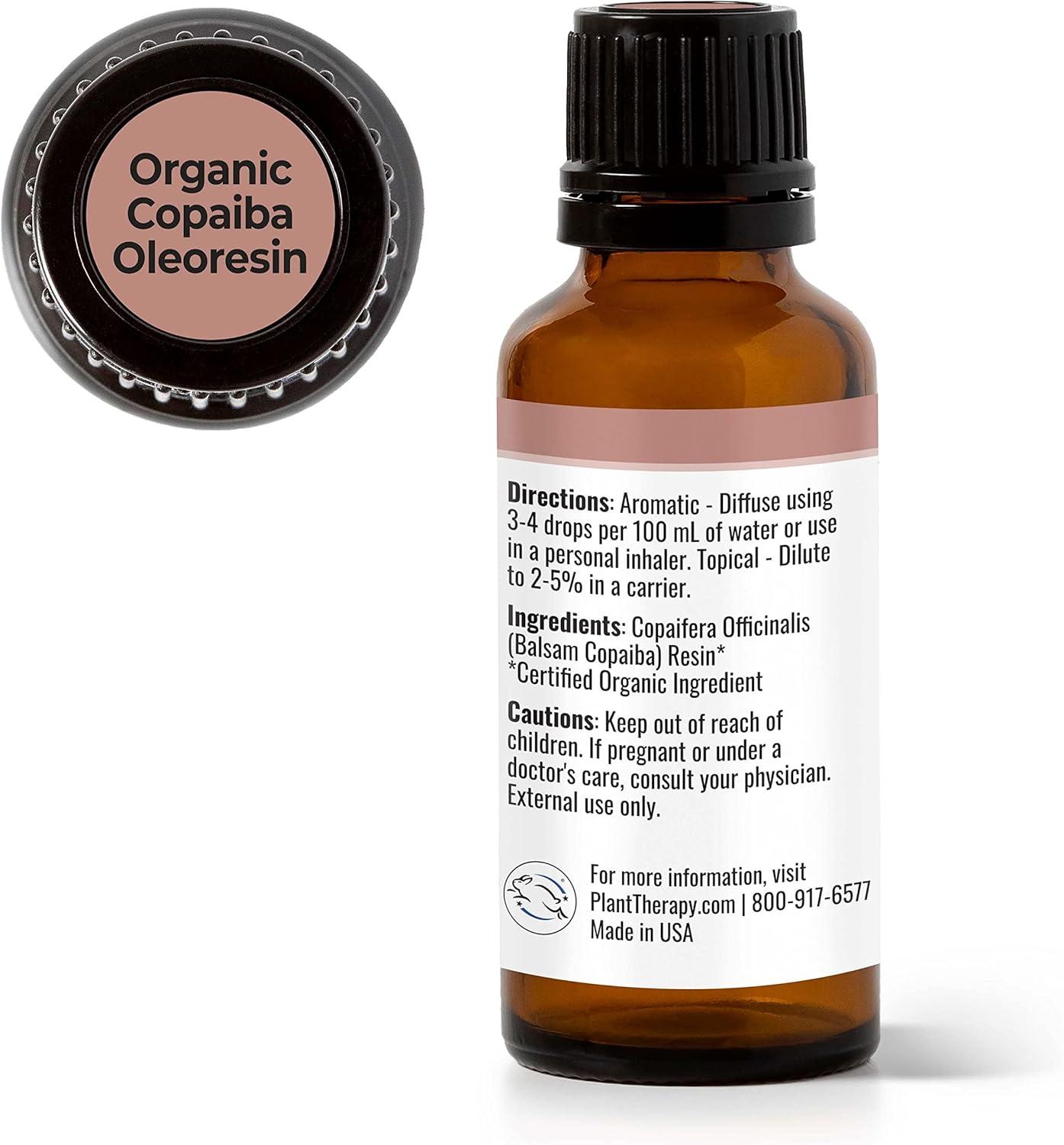 Plant Therapy Olio Essenziale Copaiba Organic 30ml | 100% Puro, Biologico, Antidolorifico Naturale Per Dolori Muscolari E Articolari, Aromaterapia
