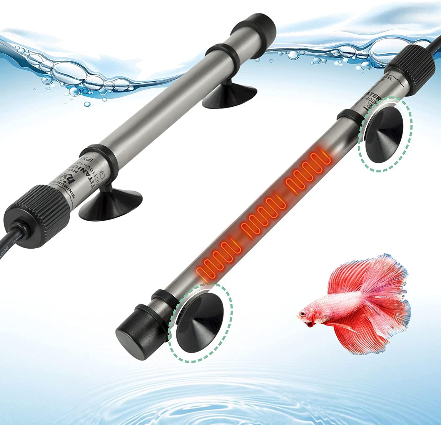 Hygger Titanium Tube Submersible Aquarium Heater 200W with Digital