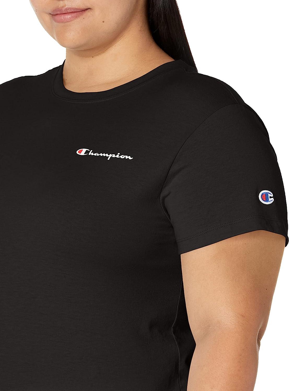 spray kalligraf Kent Champion Women's T-Shirt, Classic Cotton-Blend T-Shirt, Crewneck Tee,  Jersey T-Shirt, Script Logo Medium Black Small Script