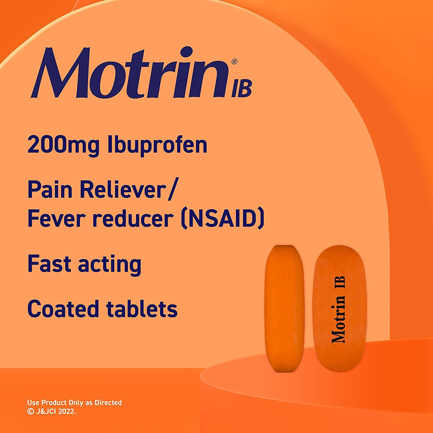 Motrin IB, Ibuprofen 200mg Tablets for Fever, Muscle Aches, Headache