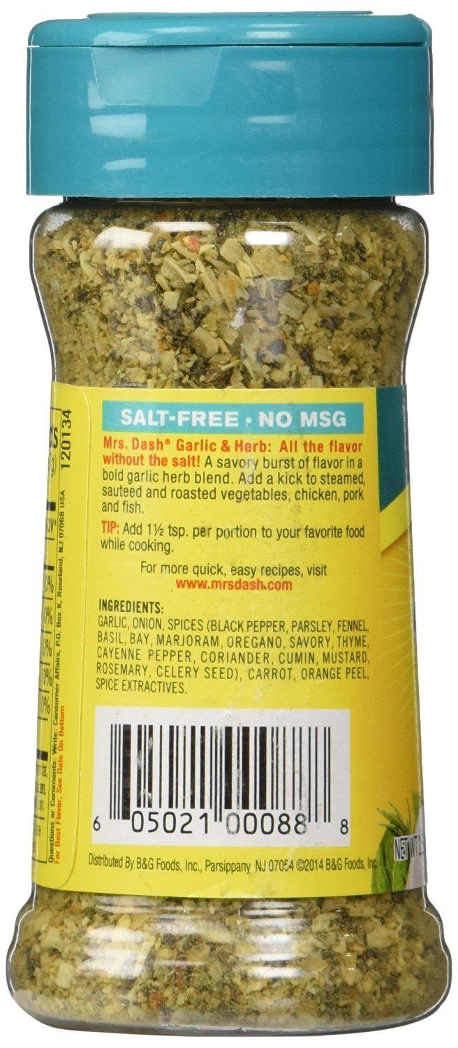 Mrs. Dash Garlic & Herb All Natural Seasoning Blend 2.5 oz Pack of 2