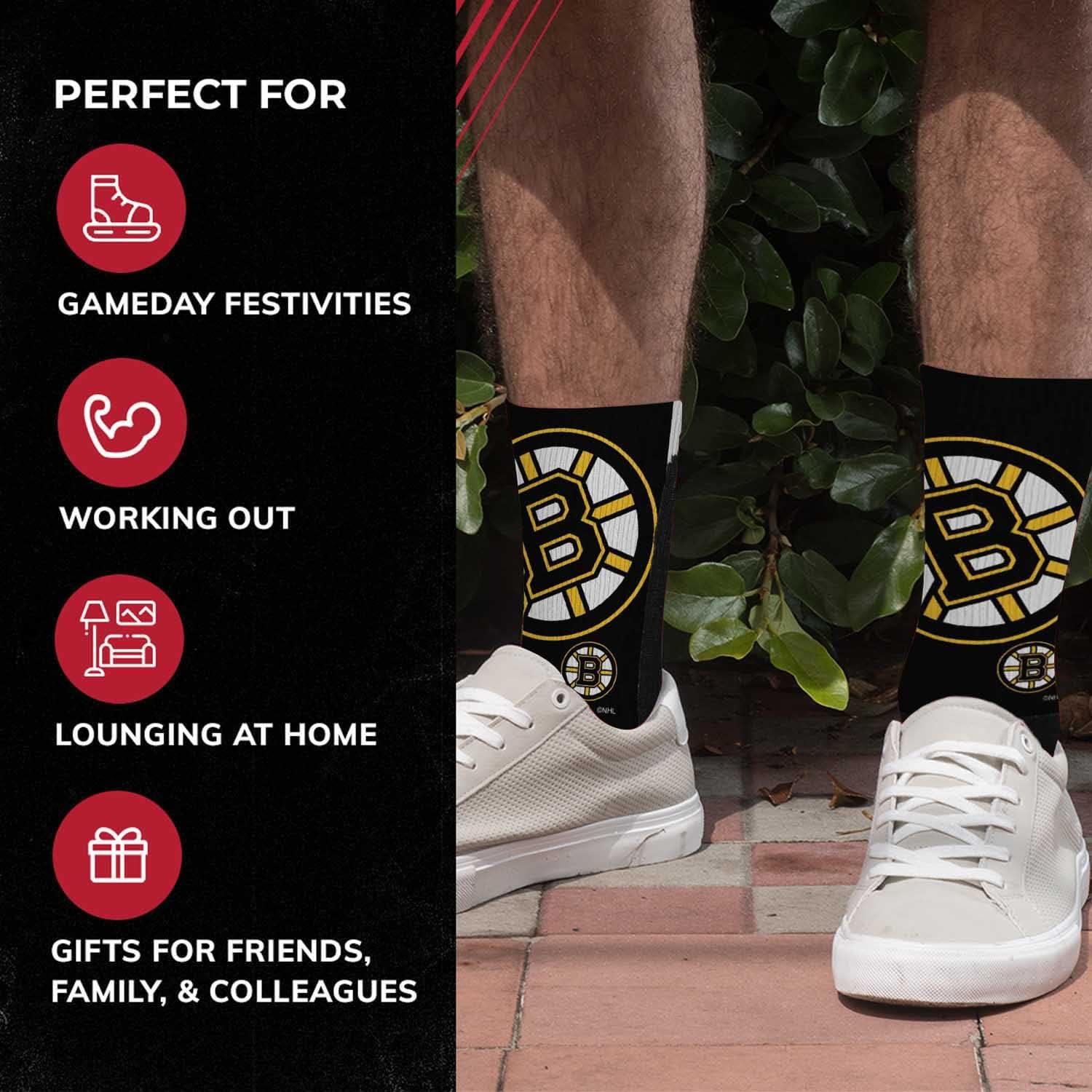 Youth NHL Zoom Curve Team Crew Socks, for Boys and Girls, Game Day Apparel  Boston Bruins - Black