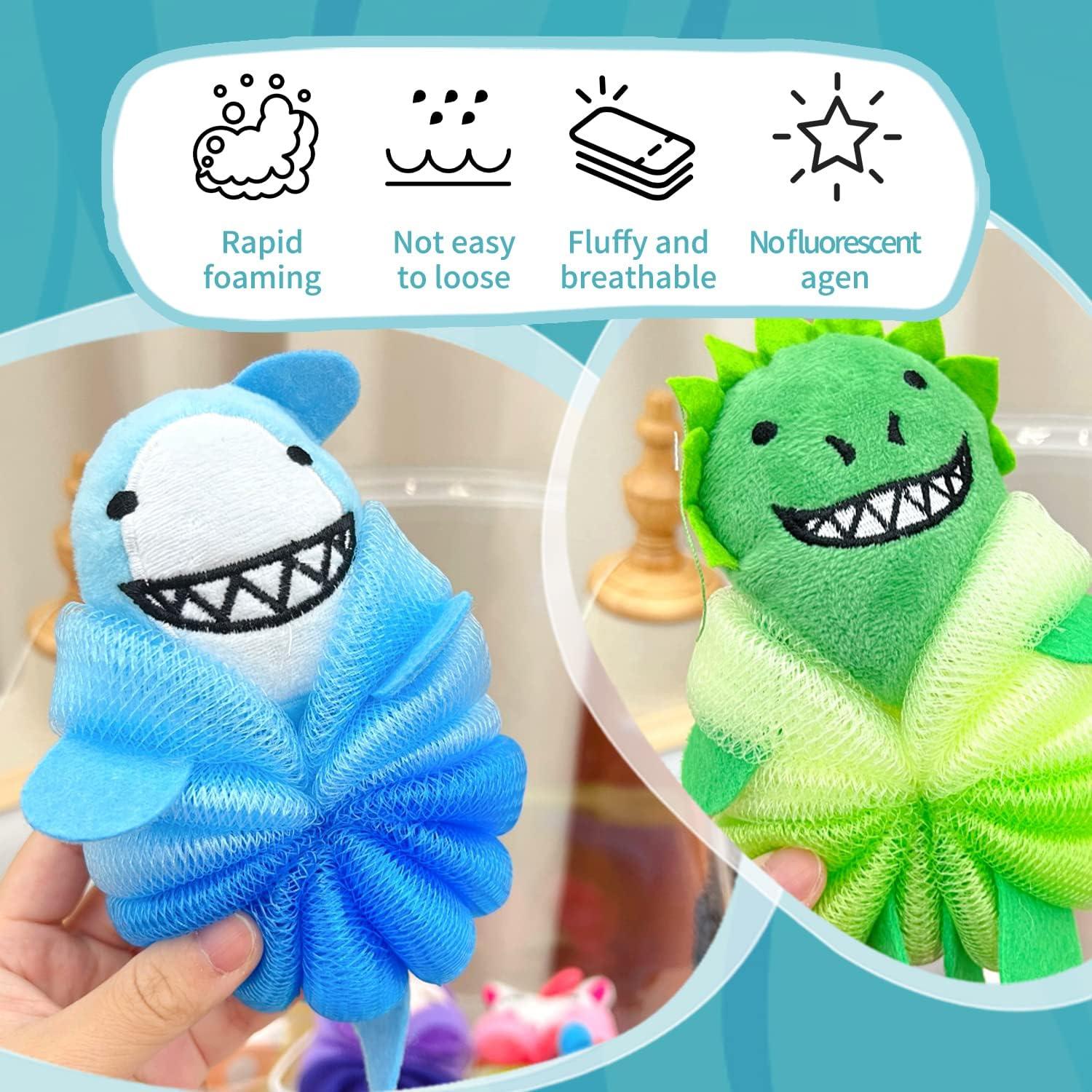 Cute Cartoon Bubble Bath Loofahs for Kids - 2 Pcs Body Scrubber Sponges ...