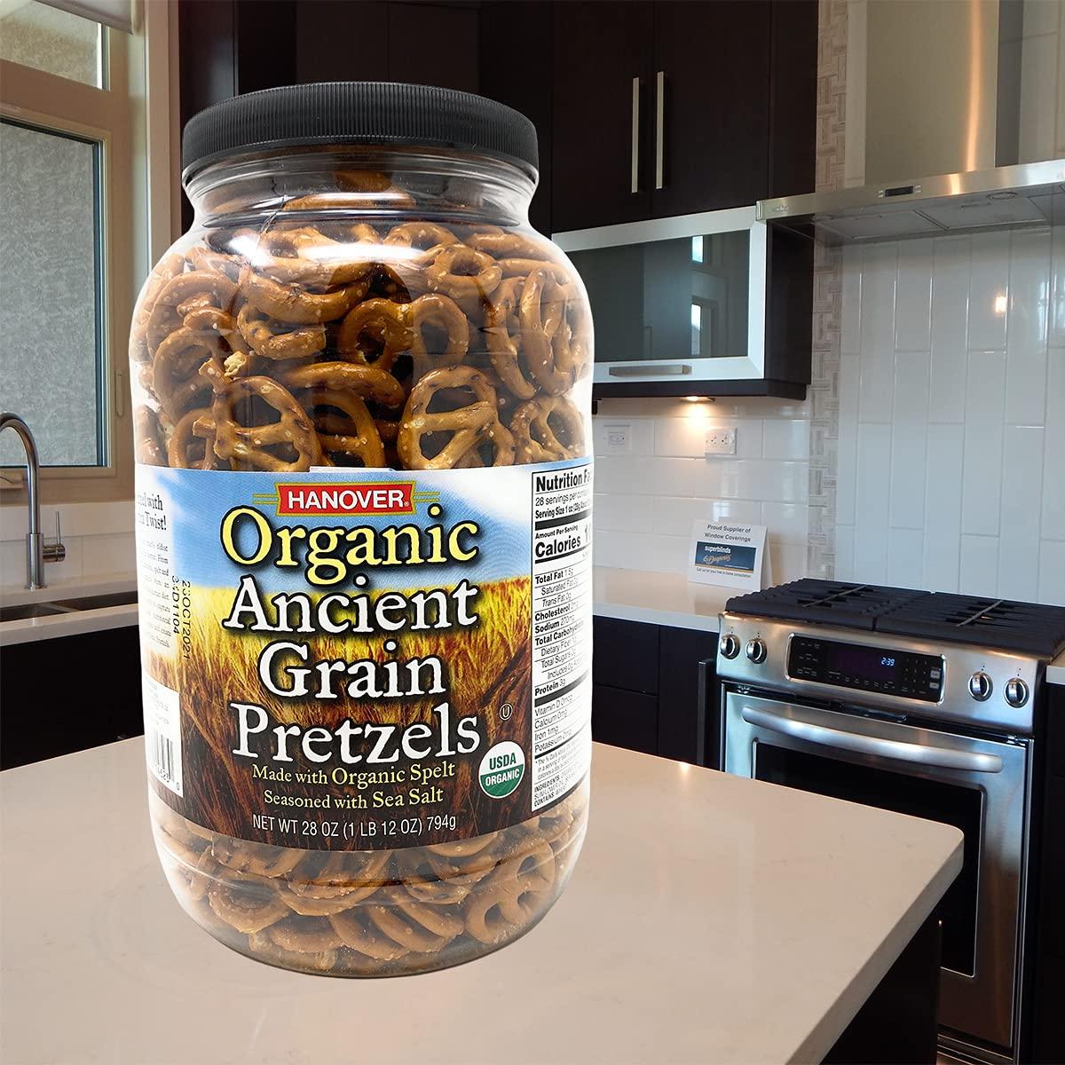 Hanover Organic Ancient Grains Spelt Pretzels 28 Oz. Barrel by Hanover