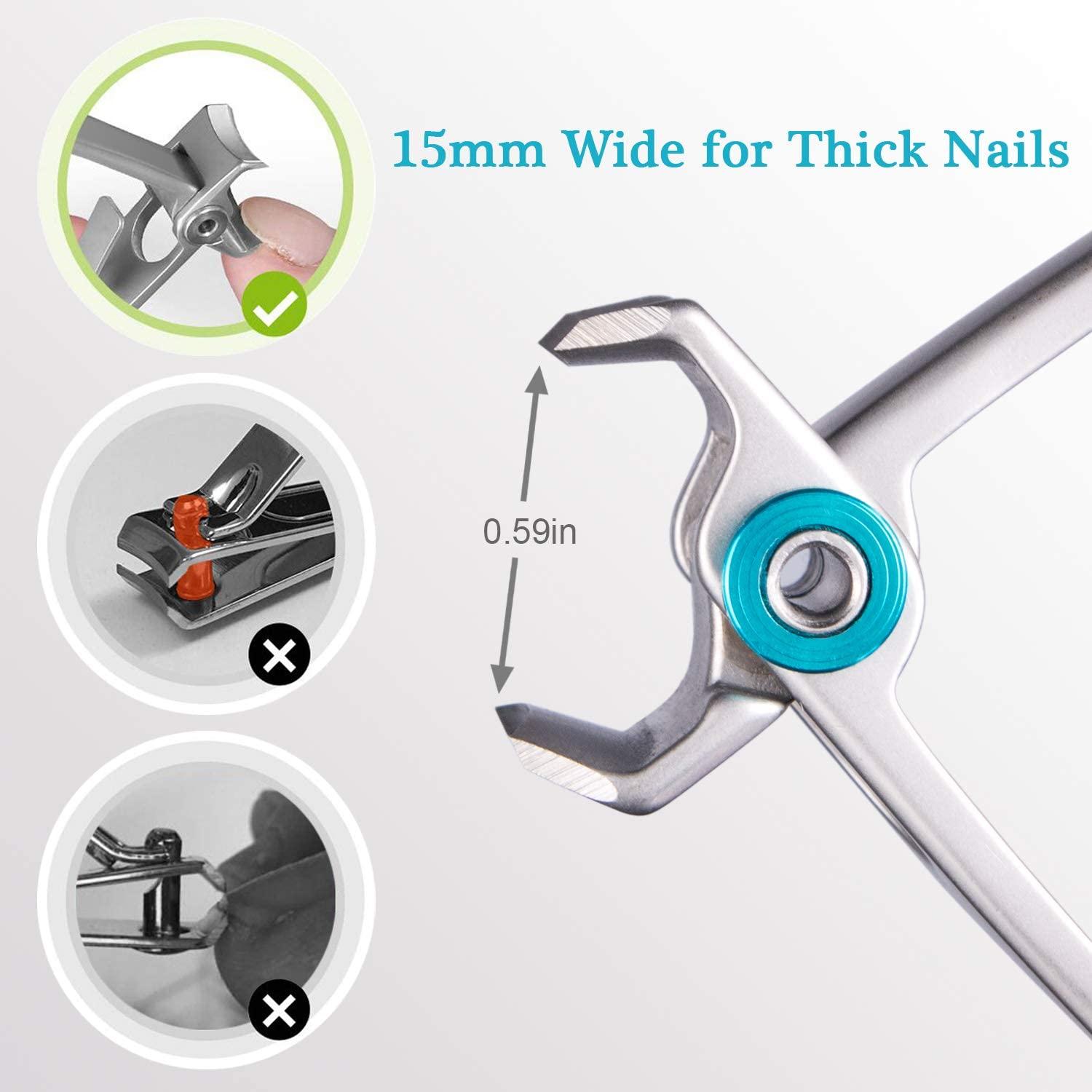 Nail Clippers for Thick Nails 15mm Wide Jaw Opening Extra Large