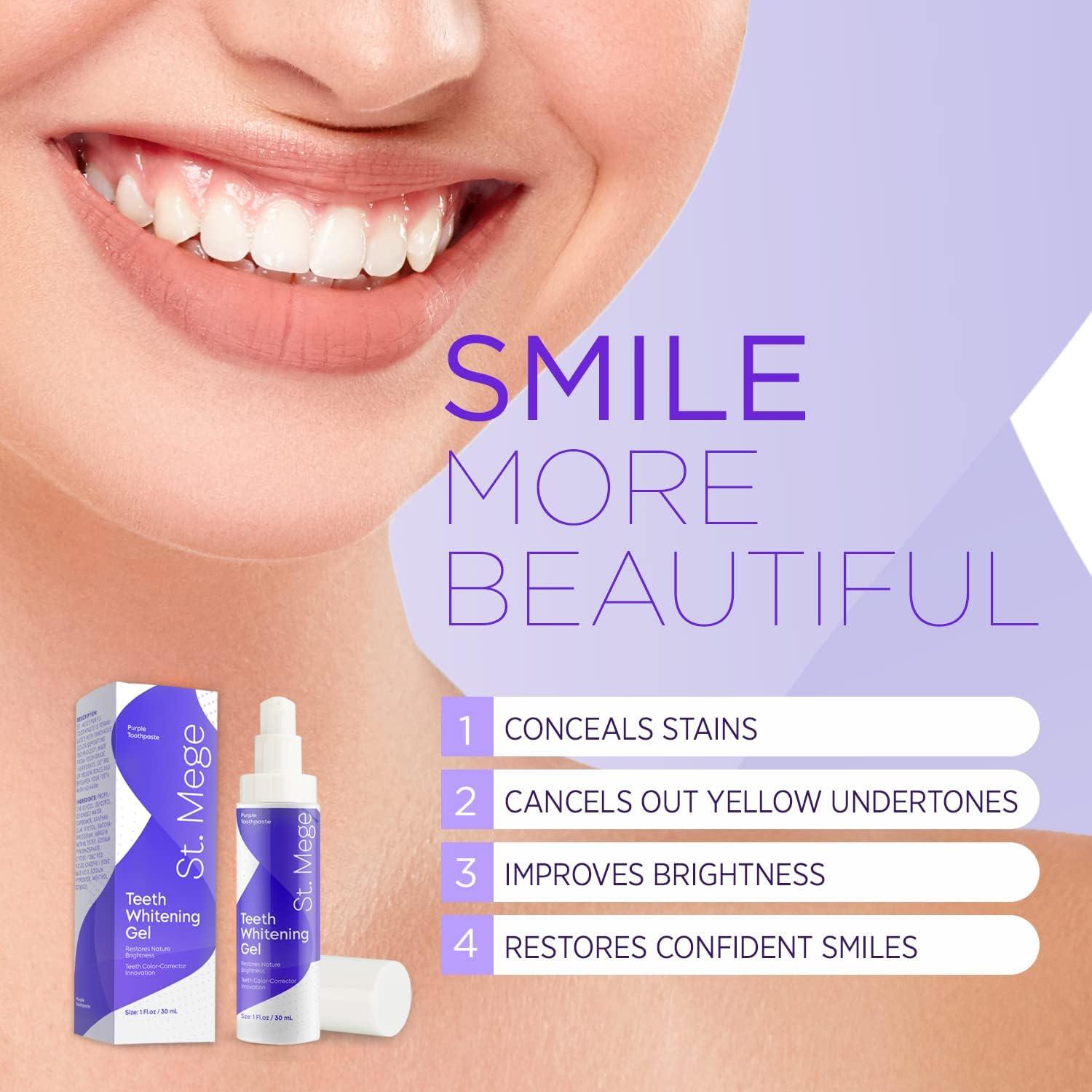 St. Mege Purple Toothpaste Teeth Whitening Gel with Color Wheel