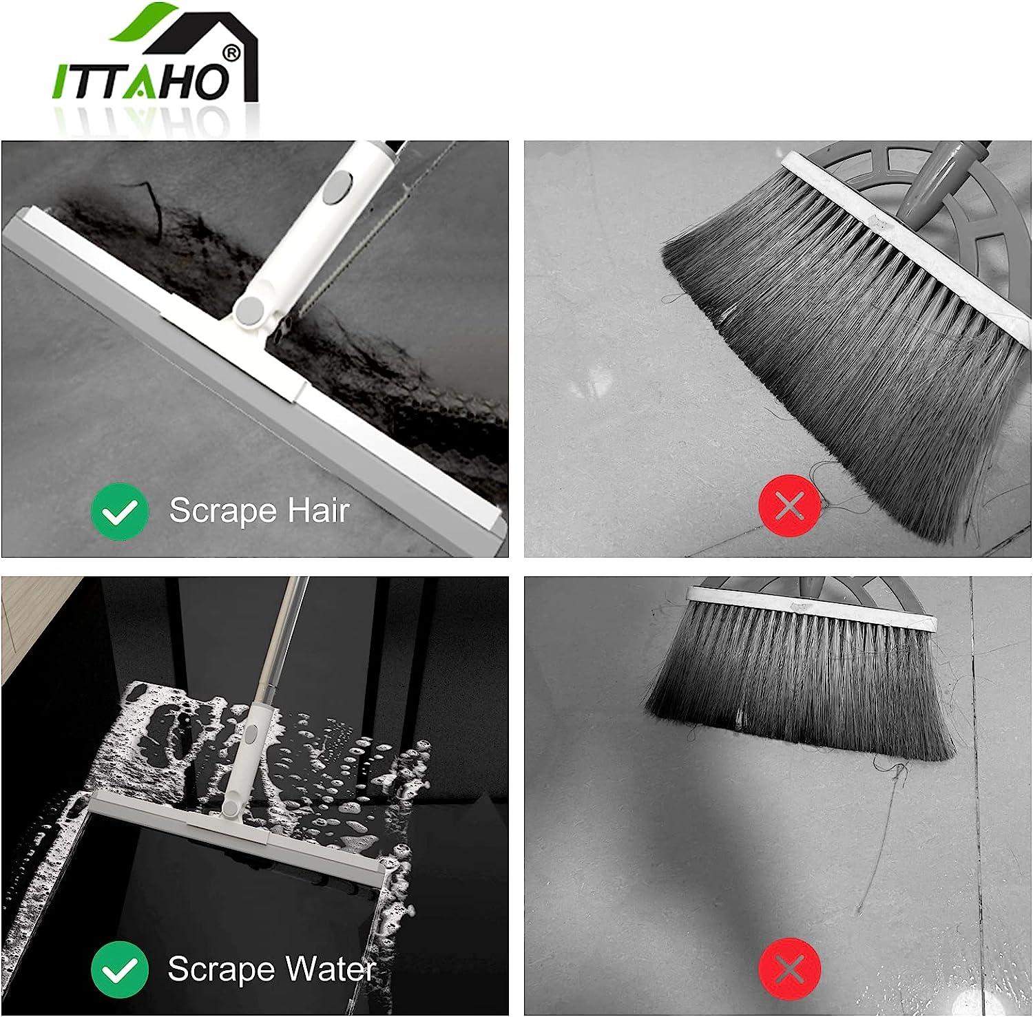 ITTAHO 2 Pack Grout Brush with Long Handle, Swivel Cleaning Grout Line  Scrubber - Extendable Durable Handle Grout Cleaner Brush for