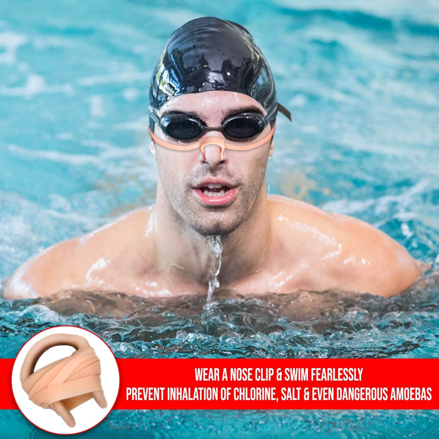 Splaqua Swimming Nose Clip with String Soft Latex Plugs for Kids and