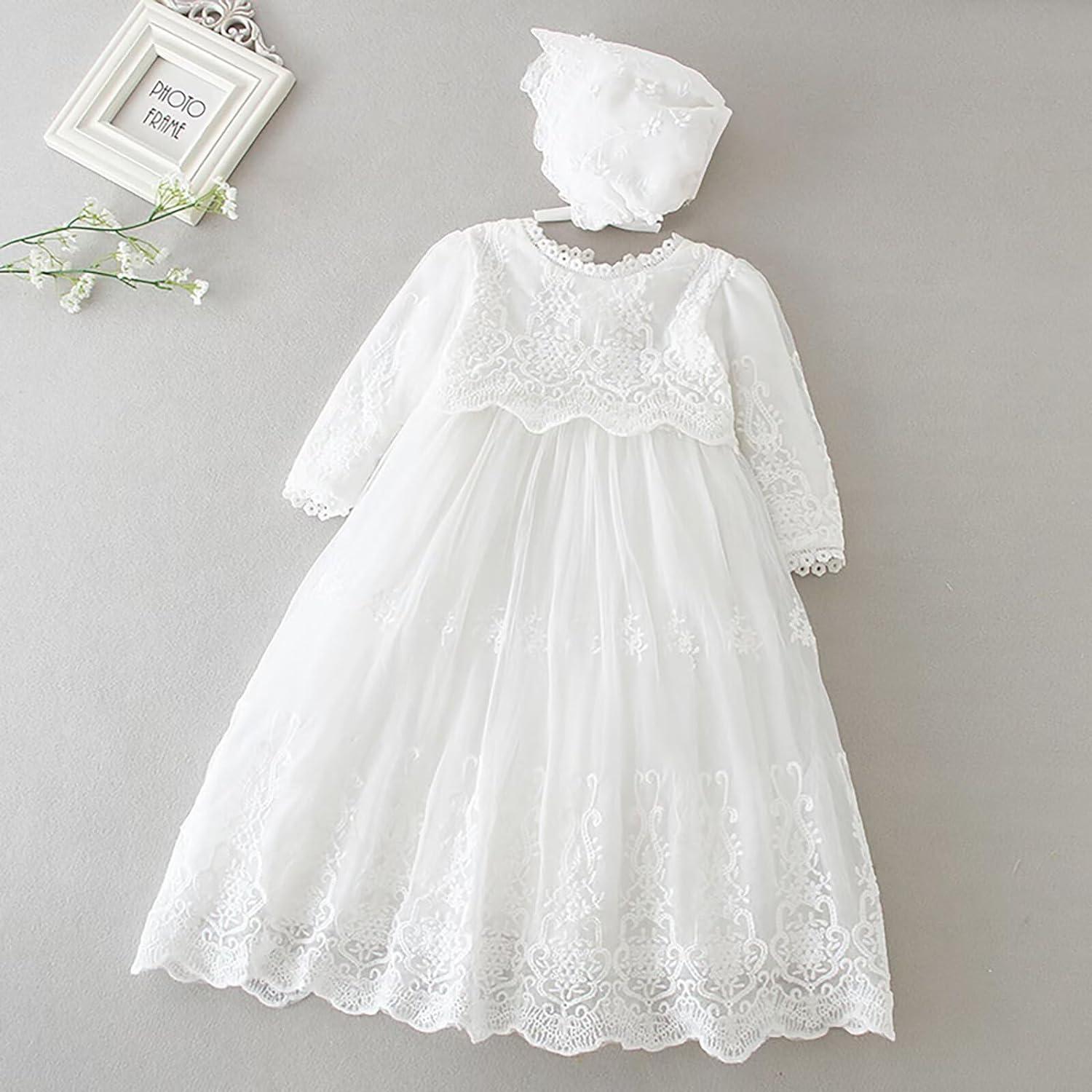 Leideur Baby Long Christening Gowns White Baptism Dress 3-6 Months -  Special Occasion Dresses for Girls | Buy Now with Express International  Delivery | GoSupps.com