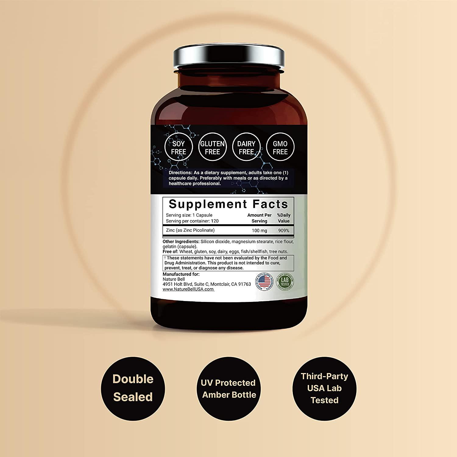 Double Strength Zinc Picolinate Supplement 100mg, 120 Capsules