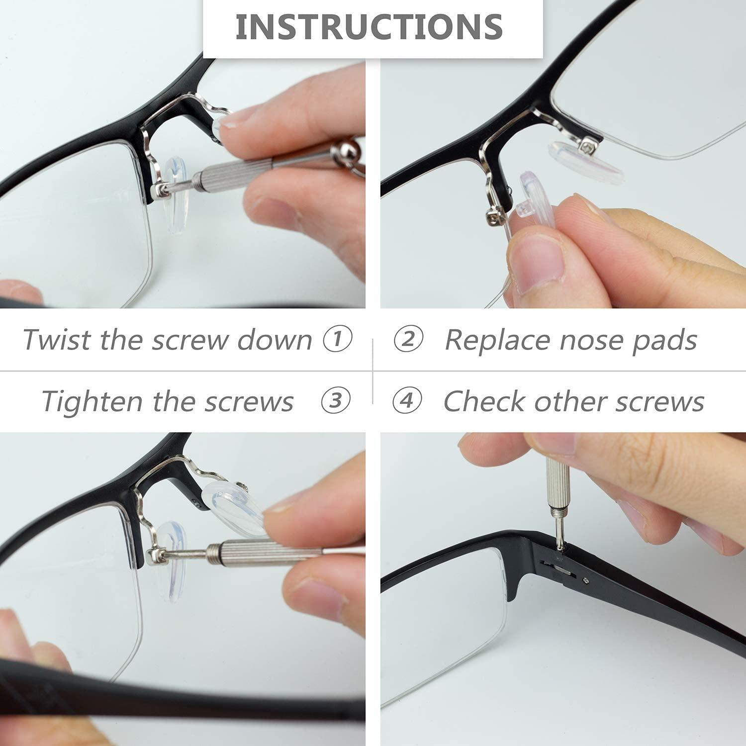 YR 15mm Soft Silicone Air Chamber Eyeglass Nose Pads Eyeglass Repair Kit  Glasses Screws And Micro Screwdriver 5 Pairs Of Screw-in 15mm Air Bag Glasses  Nose Pad Set