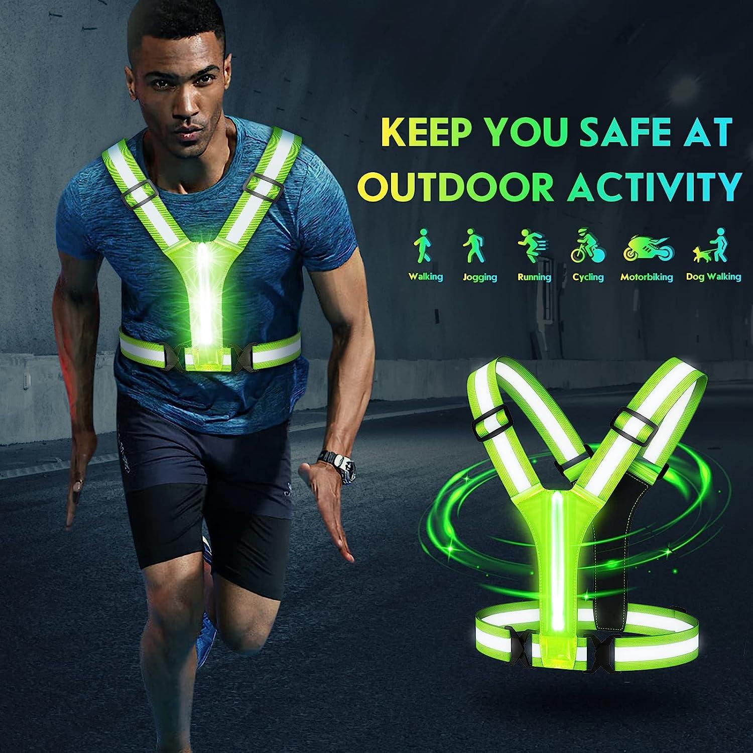 Led Reflective Vest Safety Gear, Rechargeable Light Up Running