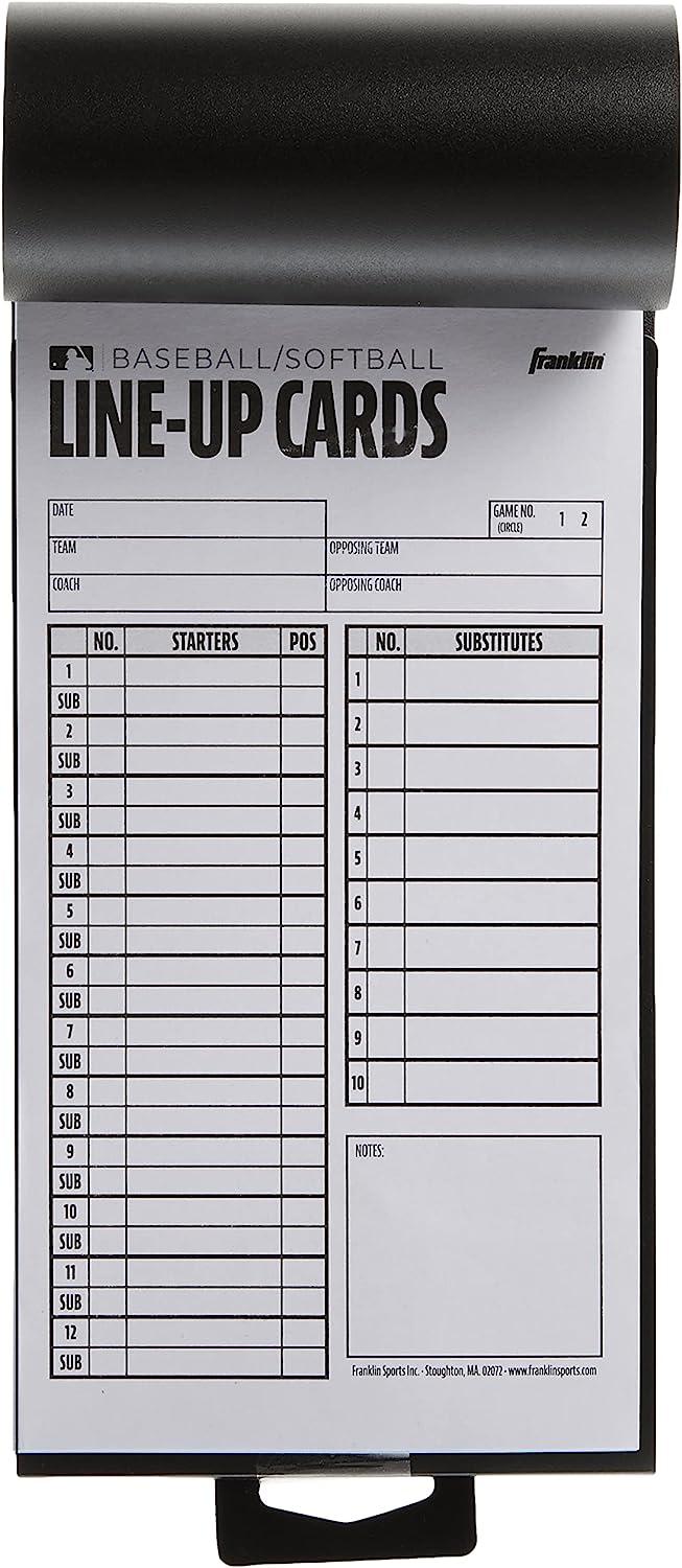 Franklin Sports MLB Baseball + Softball Lineup Cards 25 Game Line Up Sheets Book + Holder for