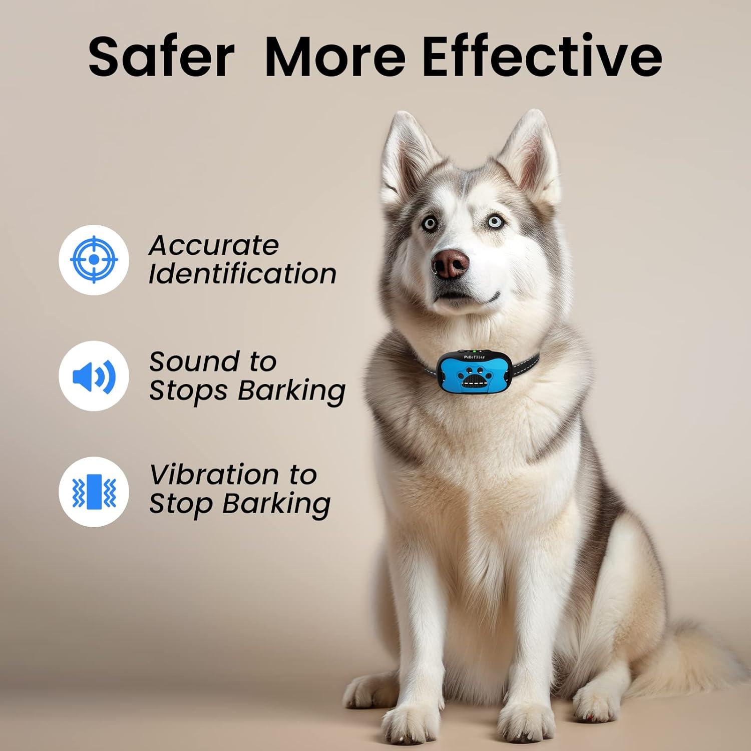 PcEoTllar Rechargeable Bark Collar for Dogs - Adjustable Anti Barking  Control Device for Small, Medium, Large Breeds - Vibrating Beeper Bark  Stopper in Blue | Buy Now with Express International Delivery