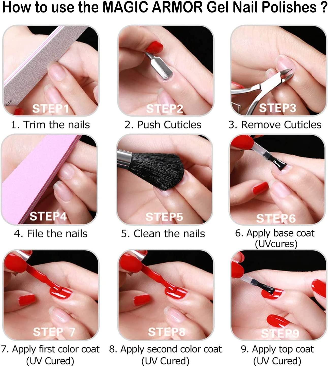 MAGIC ARMOR Gel Nail Polish, 10ml Popular Purple Color Soak Off UV LED