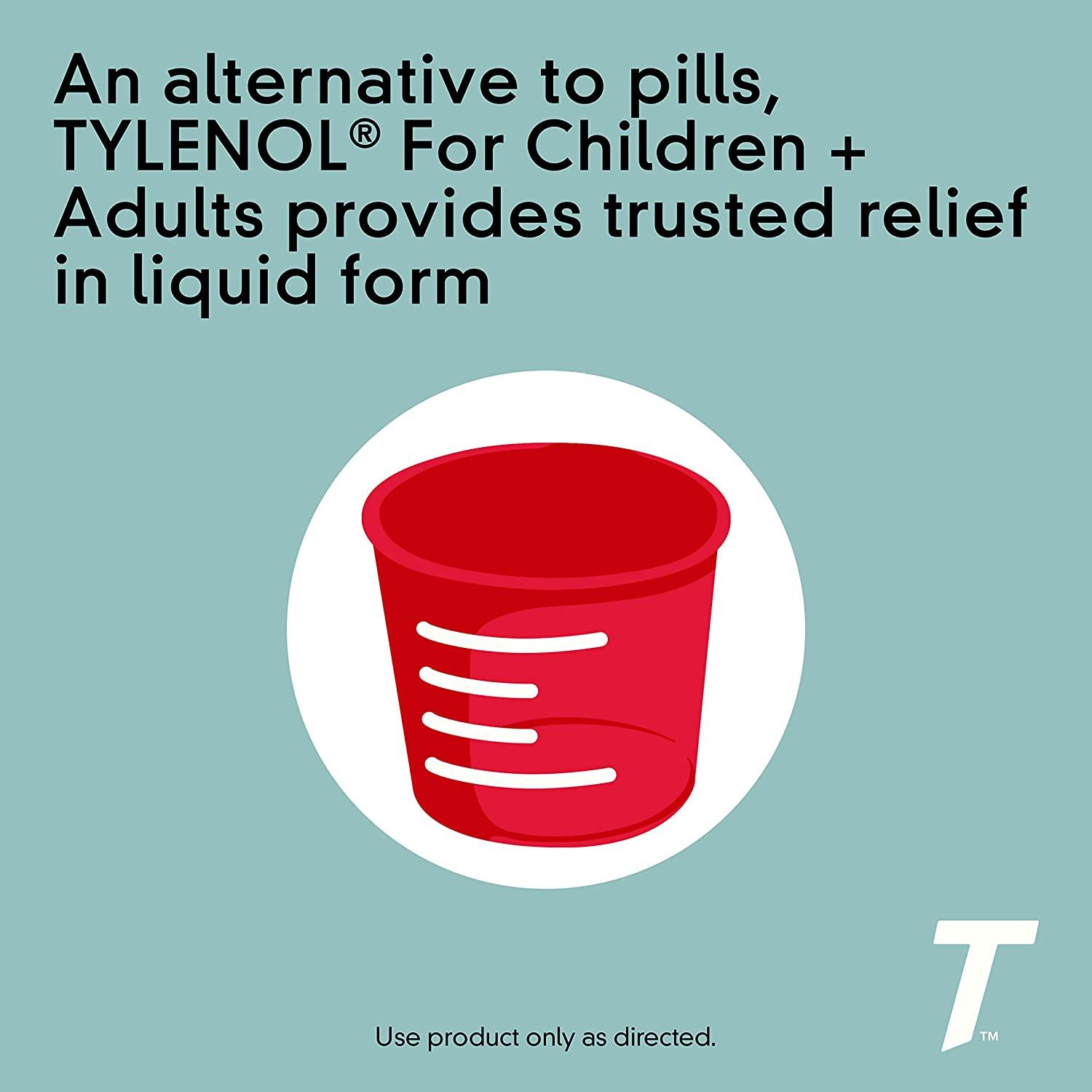 Tylenol for Children & Adults Liquid Oral Suspension Medicine with