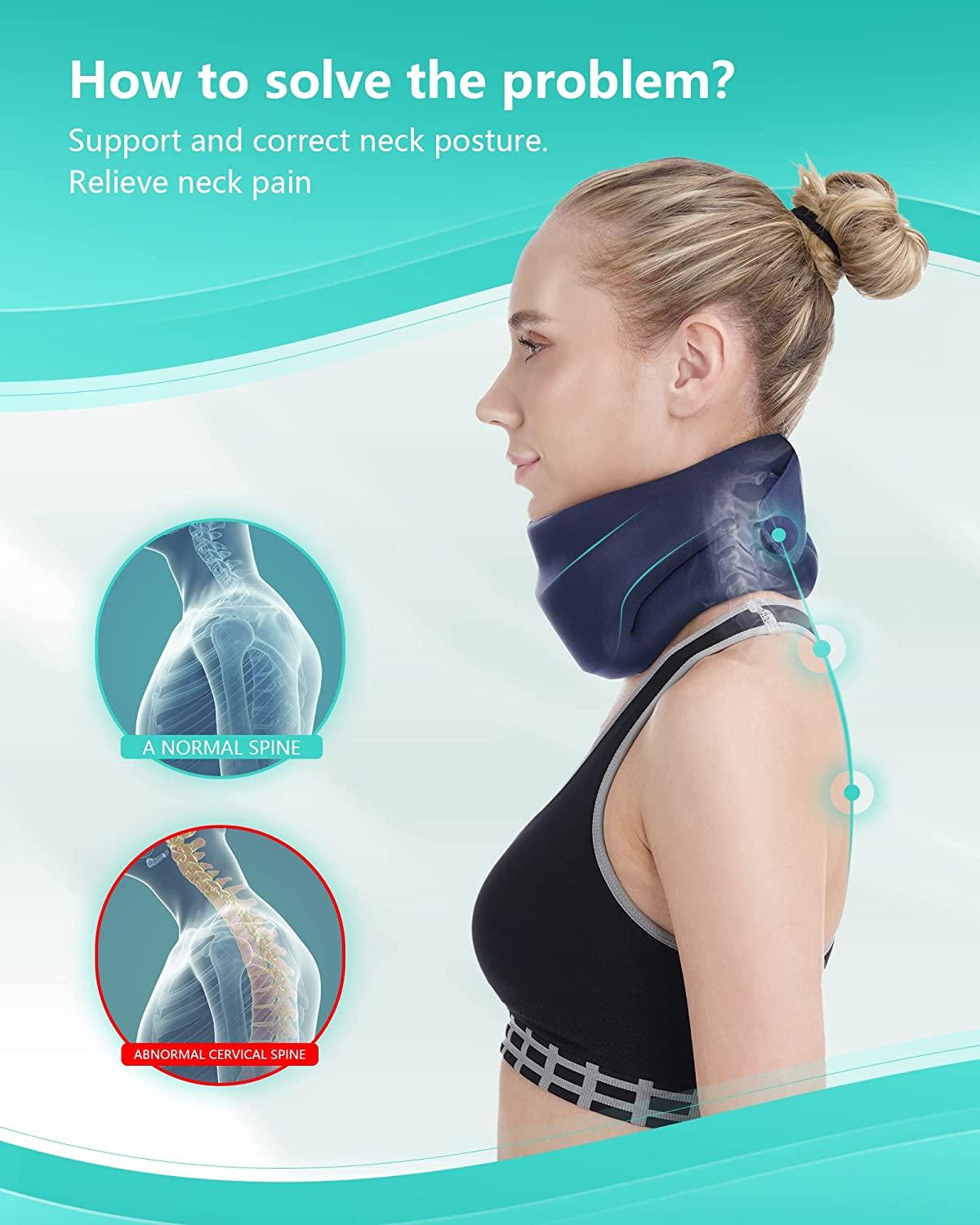 Neck Brace for Neck Pain and Support - Soft Foam Cervical Collar for  Sleeping - Wraps Keep Vertebrae Stable and Aligned for Relief of Cervical  Spine Pressure for Women & Men (Blue-M)