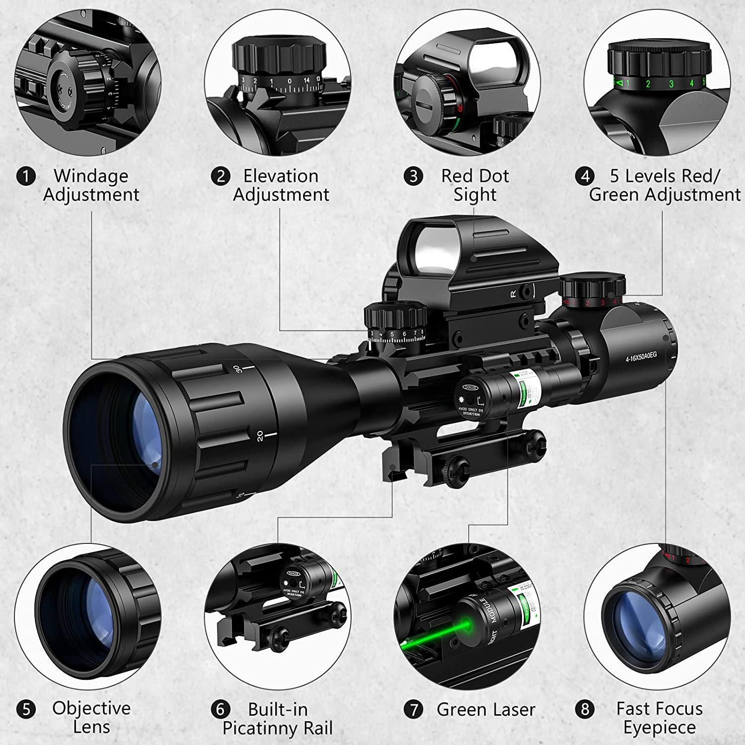 MidTen 416x50 Tactical Rifle Scope with Dual Illuminated Optics