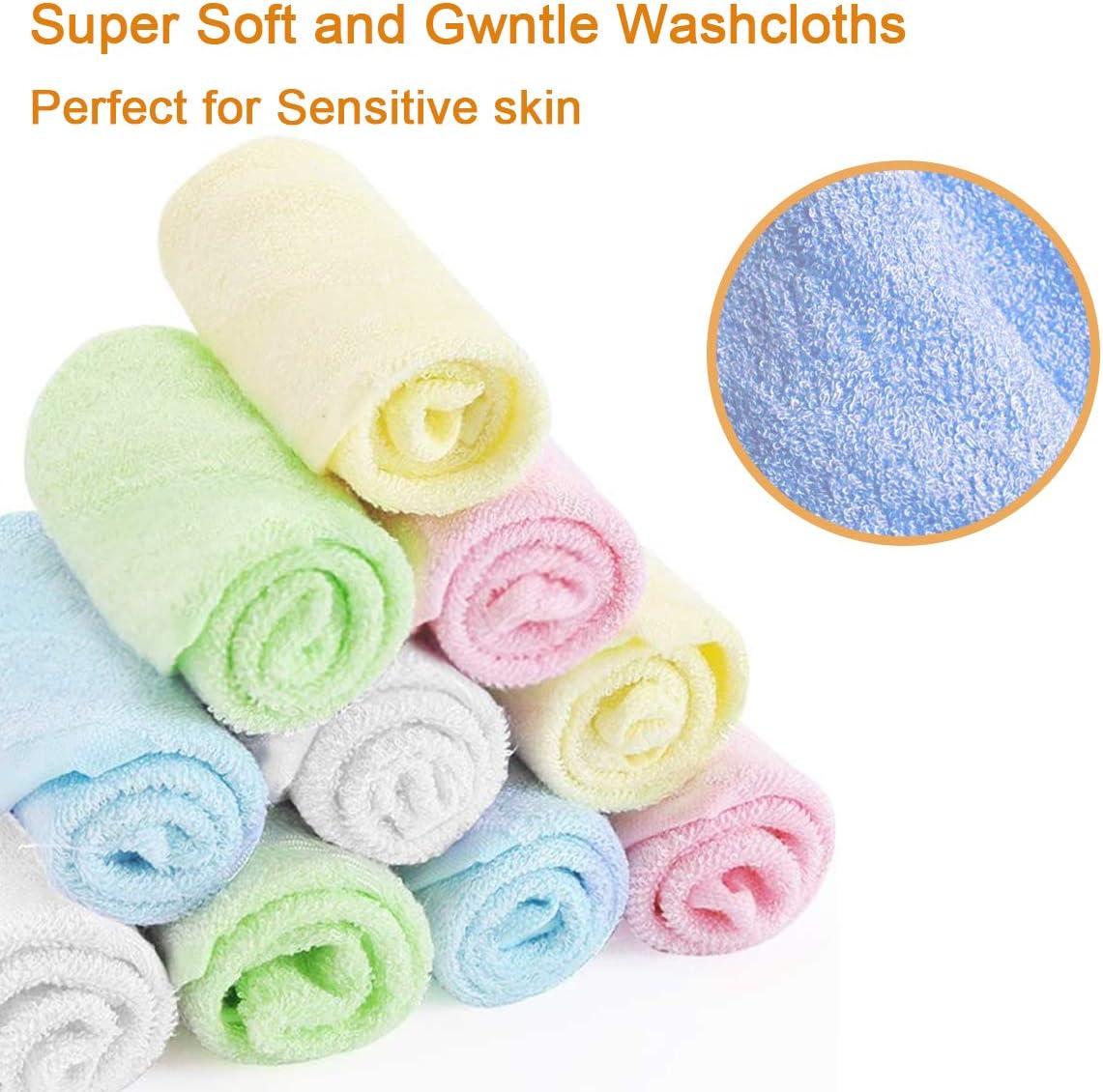 Bamboo Washcloths, Wash Cloths for Women Makeup Remover, Newborn Bath Face Towel, Natural Reusable Soft Absorbent Face Towels for Sensitive Skin 