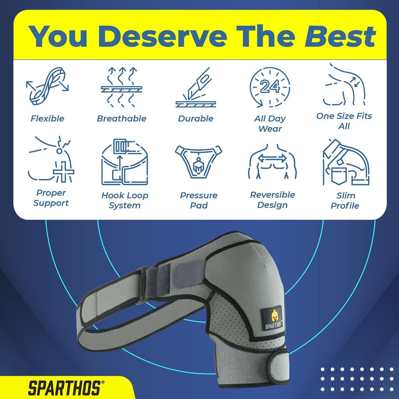 Sparthos Shoulder Brace Support and Compression Sleeve for Torn