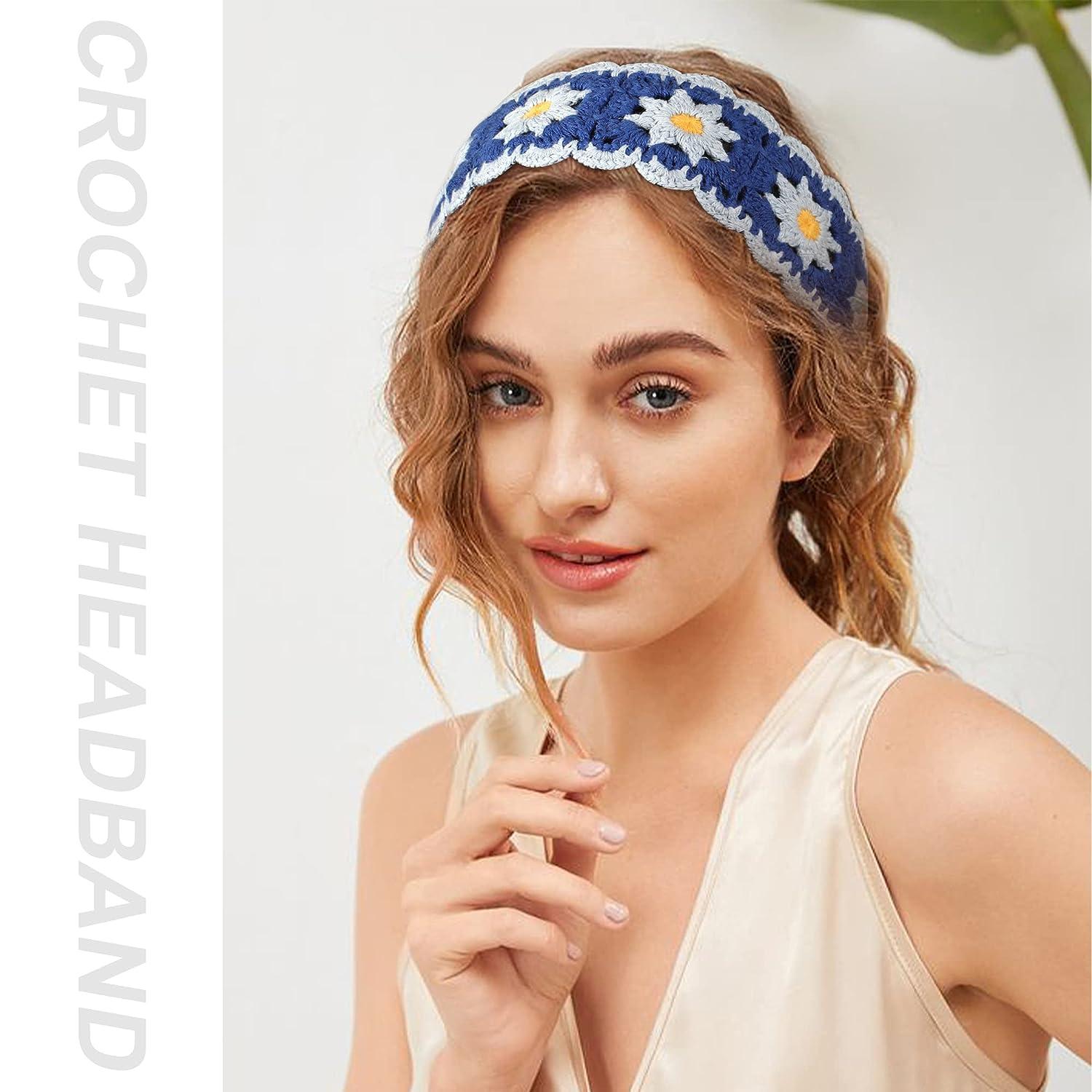 Hippie Hair Bandanas Headbands for Women 3PCS Crochet Boho