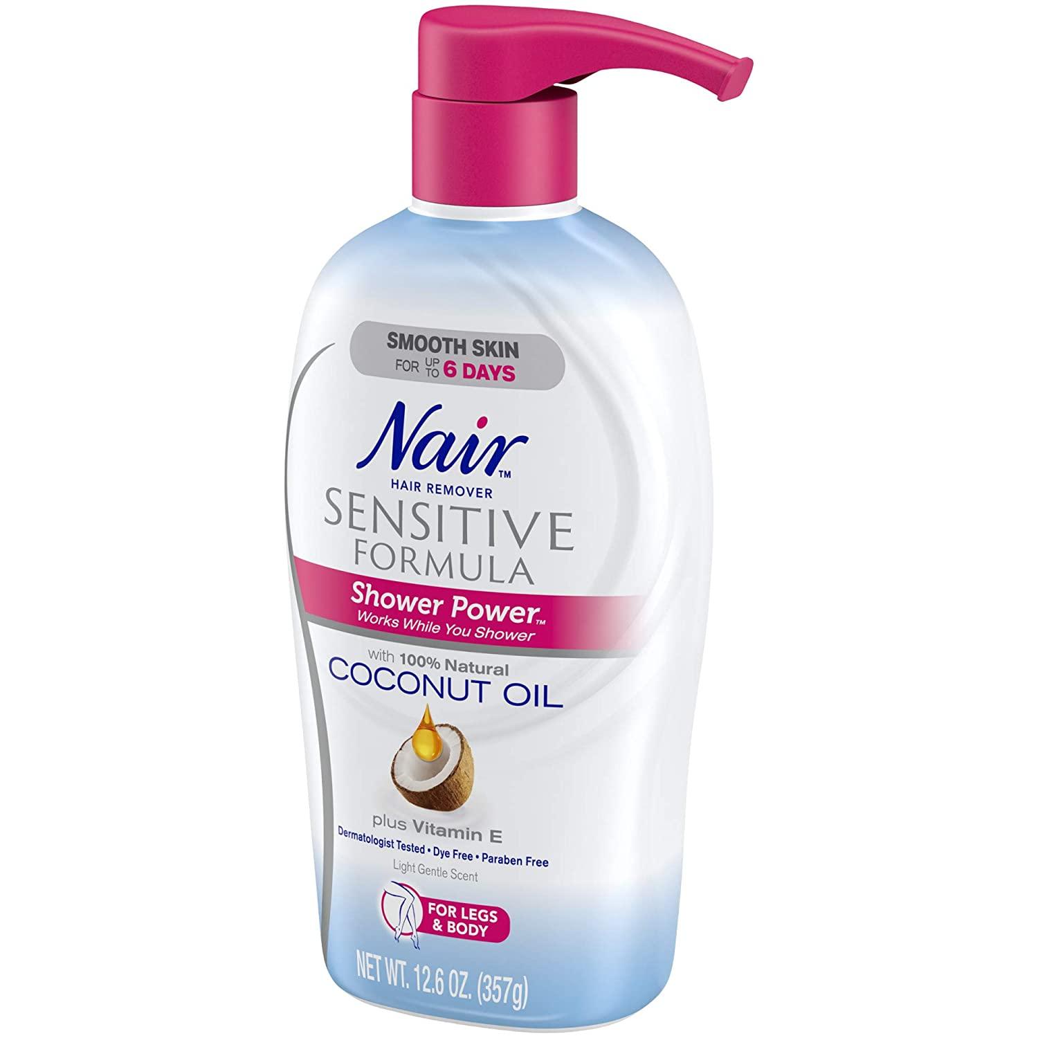 Nair Shower Power Hair Remover Cream with Coconut Oil Plus Vitamin E   oz (357 g)