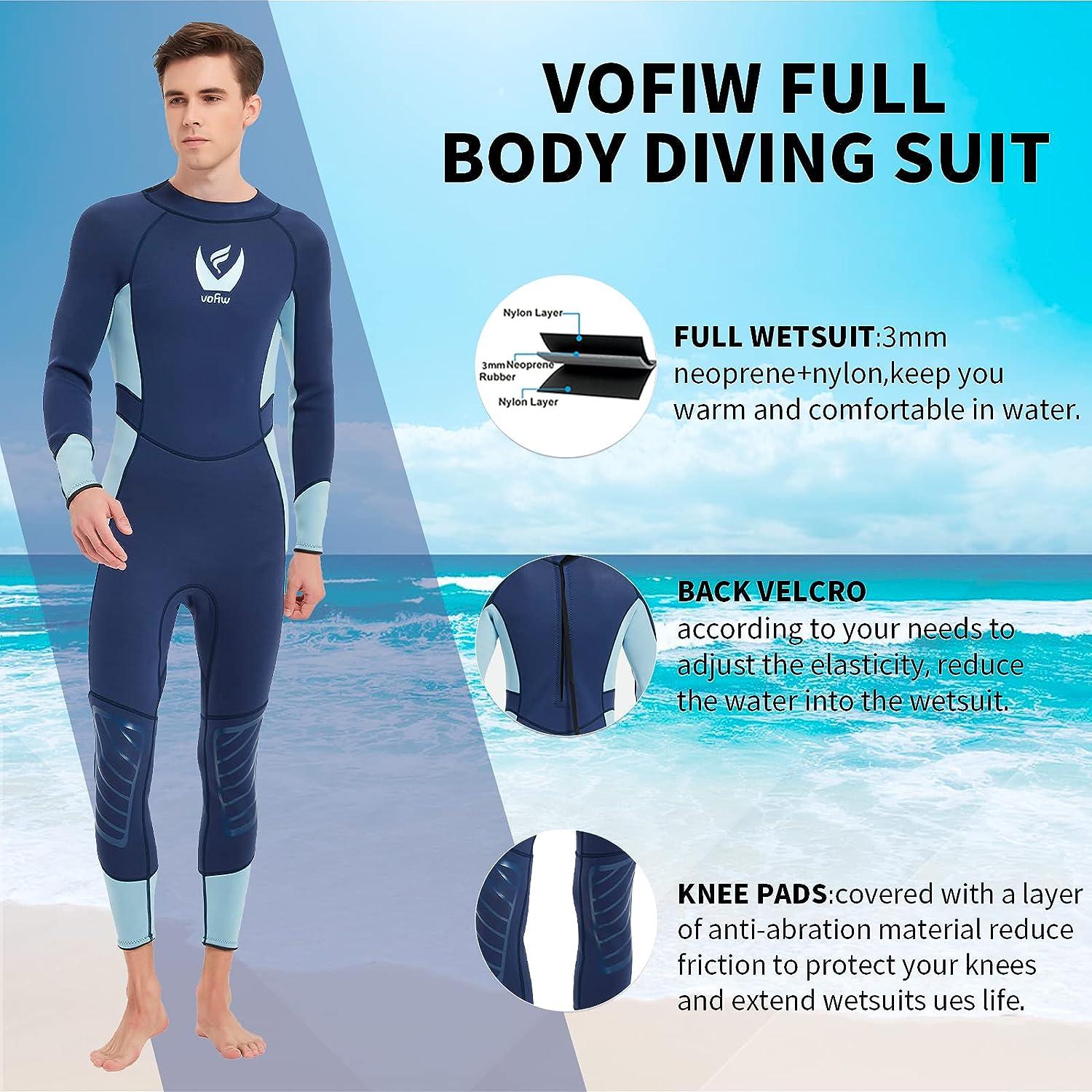 Vofiw Mens Womens Wetsuit 3mm Neoprene Full Body Back Zipper Wet