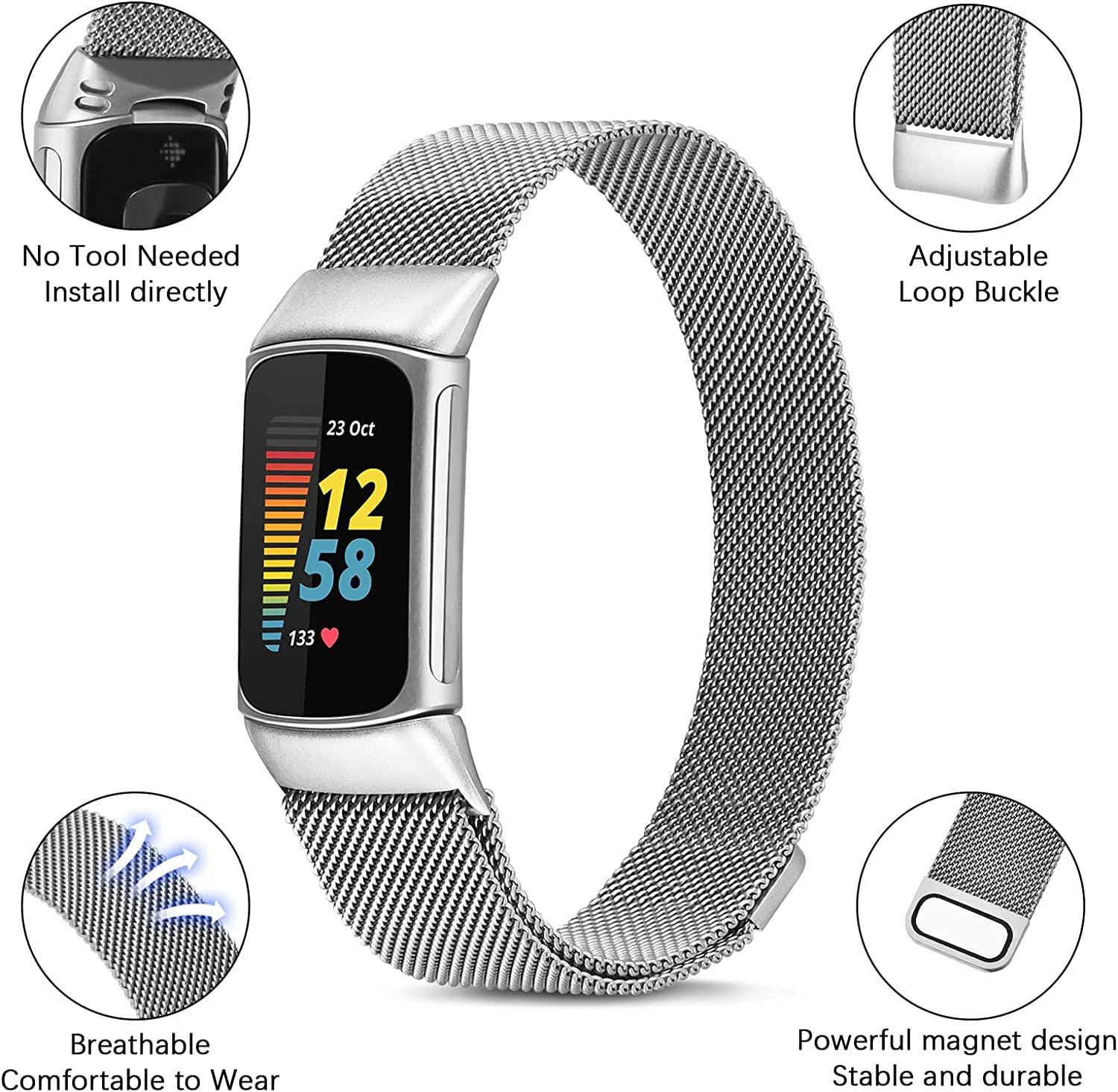 Silver Fitbit Charge 5 Band Fitbit Charge 5 Metal Bracelet Fitbit Charge 5  Cuff Bangle Fitbit Charge 5 Band Women 