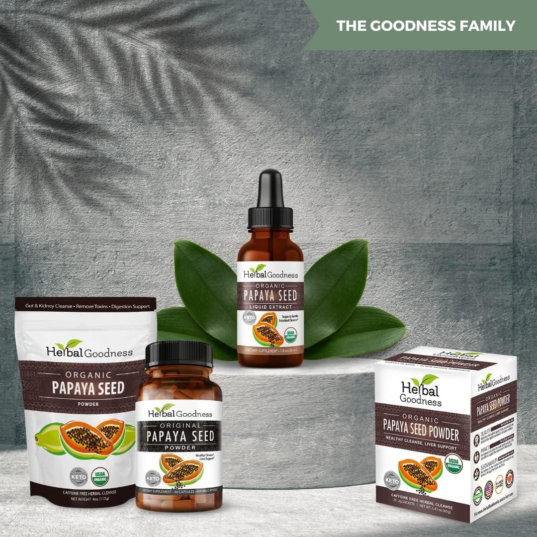 Herbal Goodness Papaya Seed Powder Natural Cleanse 60/600mg Capsule