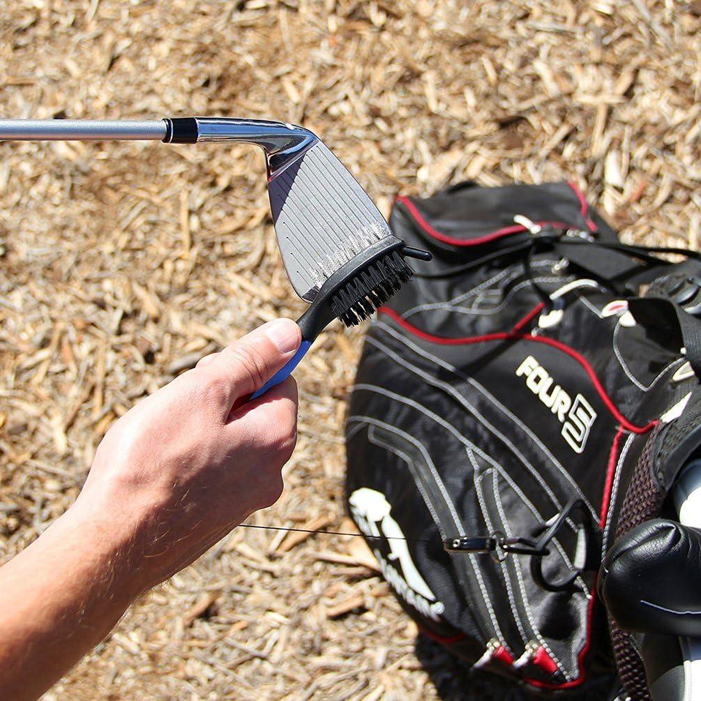 Golf Club Brush and Groove Cleaner Brush Brushes in 5 for Golf Shoes/Golf Club/Golf/Golf Groove, Attach 2 Feet Retractable Zip-line Aluminum