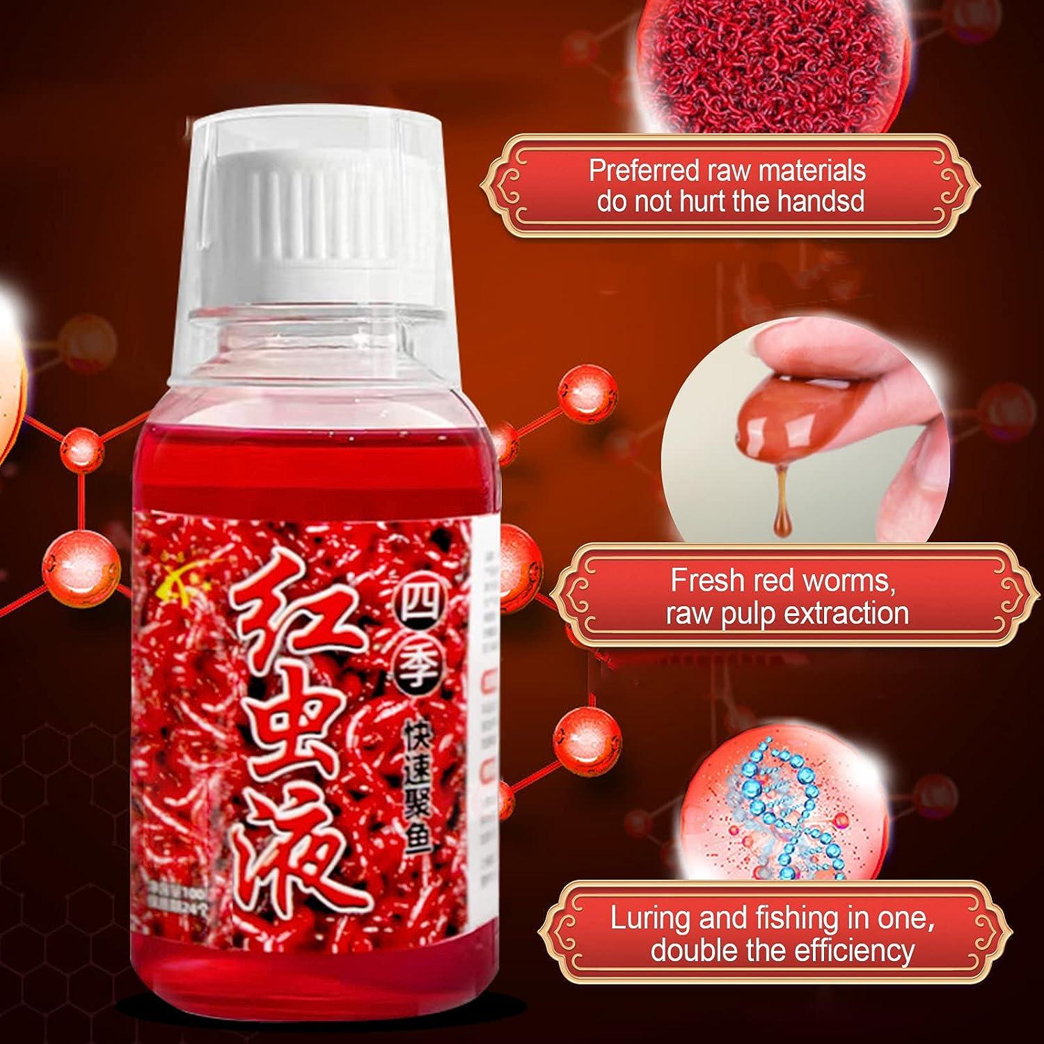 Red Worm Scent Fish Attractants for Baits,Red Worm Liquid Bait Concentrated  Fishing Lures Baits Red Worm Scent,100ml Chinese Red Worm Liquid for  Crucian Carp Tilapia Codfish 2PCS