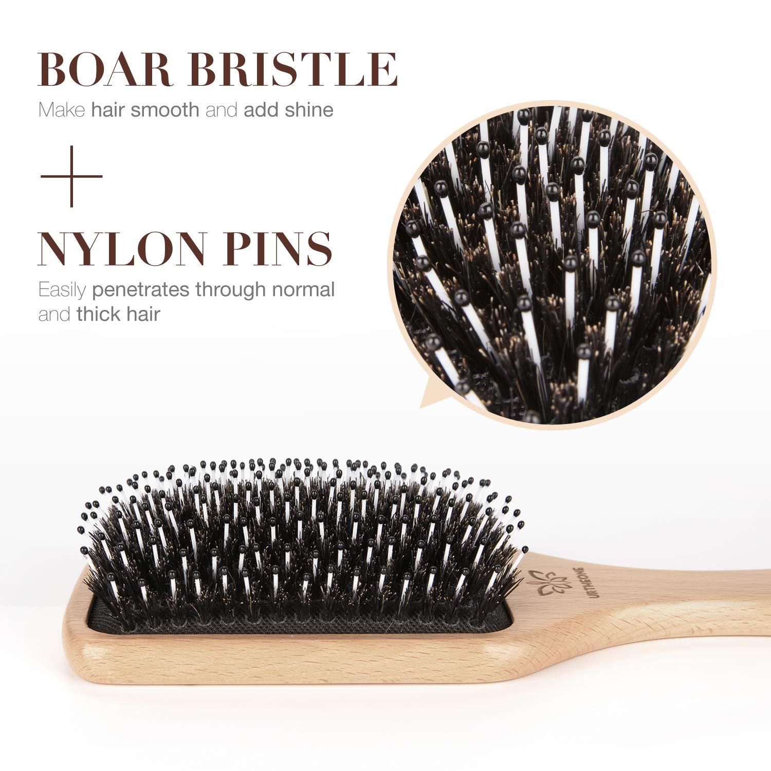 Hair Brush Boar Bristle Hairbrush for Thick Curly Thin Long Short Wet or  Dry Hair Adds Shine and Makes Hair Smooth, Best Paddle Hair Brush for Men  Women Kids