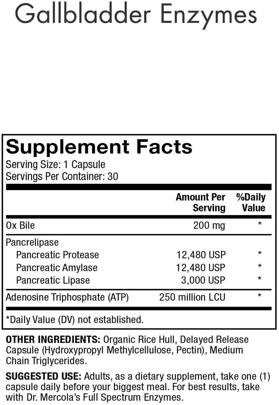 Dr. Mercola Gallbladder Enzymes 30 Capsules