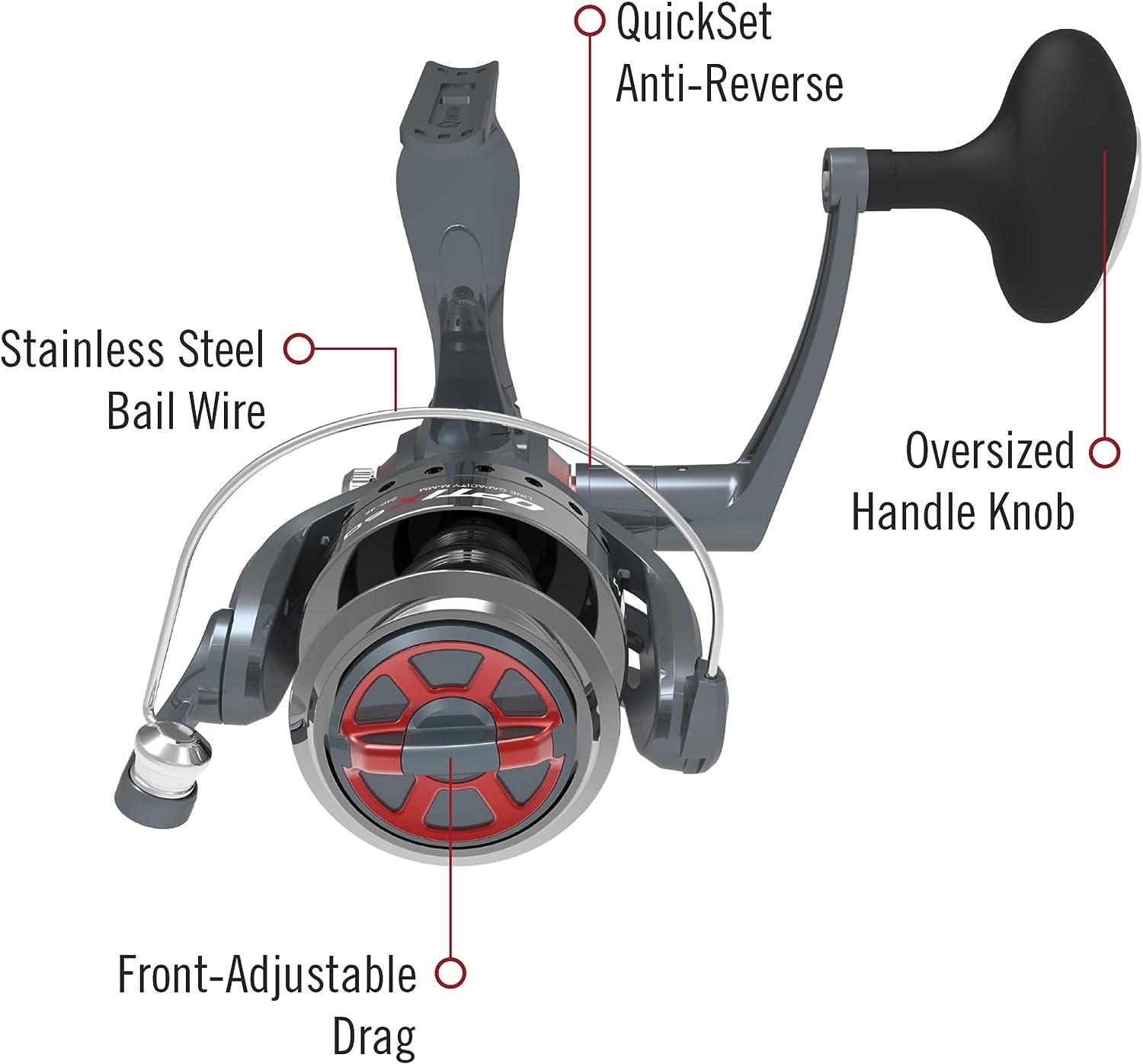 Quantum Optix Spinning Fishing Reel, 4 Bearings (3 + Clutch), Anti-Reverse  with Smooth, Precisely-Aligned Gears, Clam Packaging Size 60 Reel