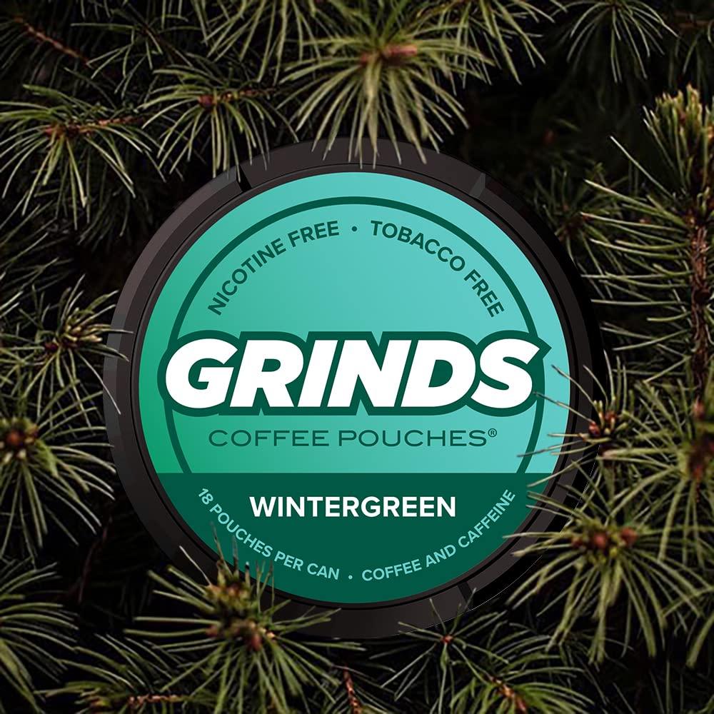 Grinds Coffee Pouches 3 Cans of Wintergreen Tobacco Free, Nicotine