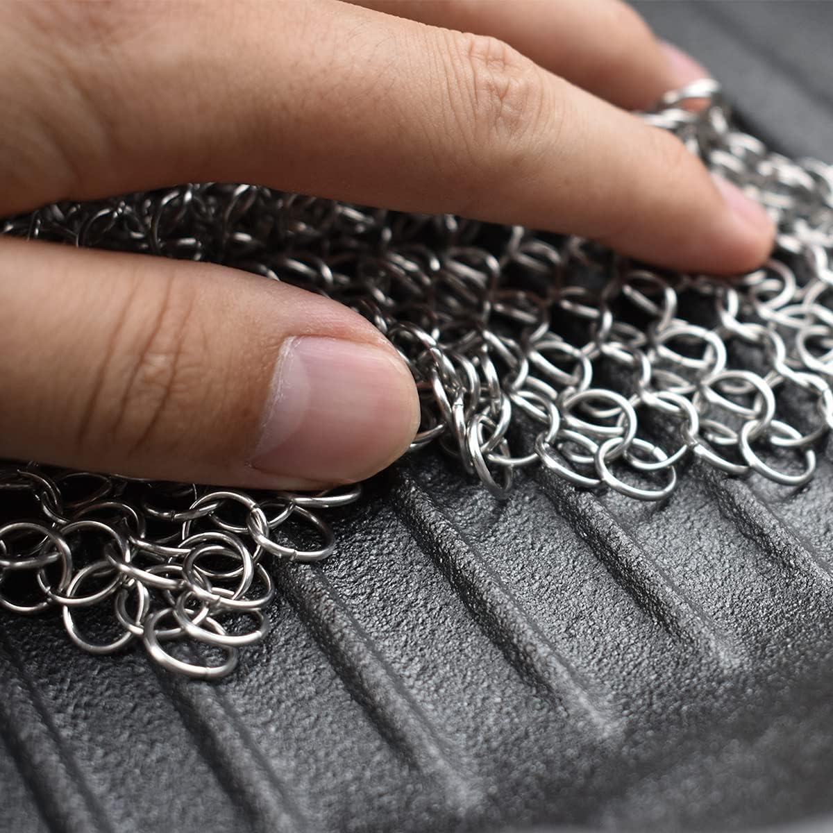 Cast Iron Scrubber Chainmail Cleaner for Cast Iron Pans, Stainless Steel Chain  Mail to Clean Cast Metal Chain Cleaning Mesh