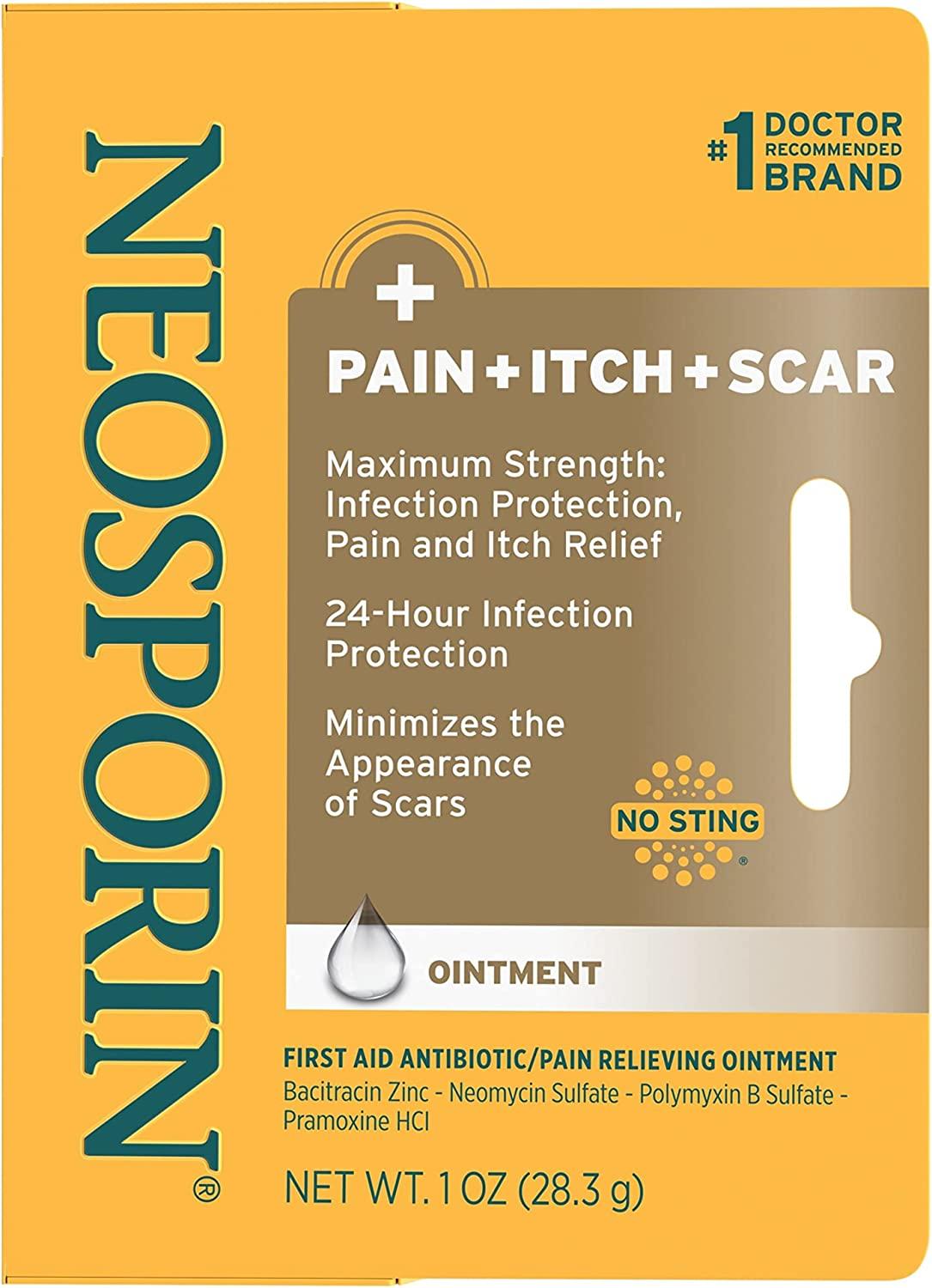Neosporin Pain Itch Scar Ointment 1 oz Antibacterial First Aid Treatment