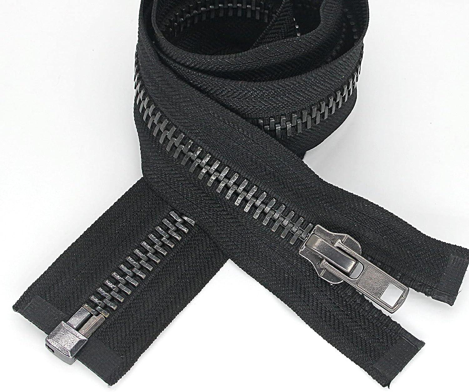 #10 22 inch Metal Jacket Zippers Black Nickel Separating Zipper,Heavy Duty Zippers Replacement Zipper for Sewing Crafts Jackets Coats Vest Bags