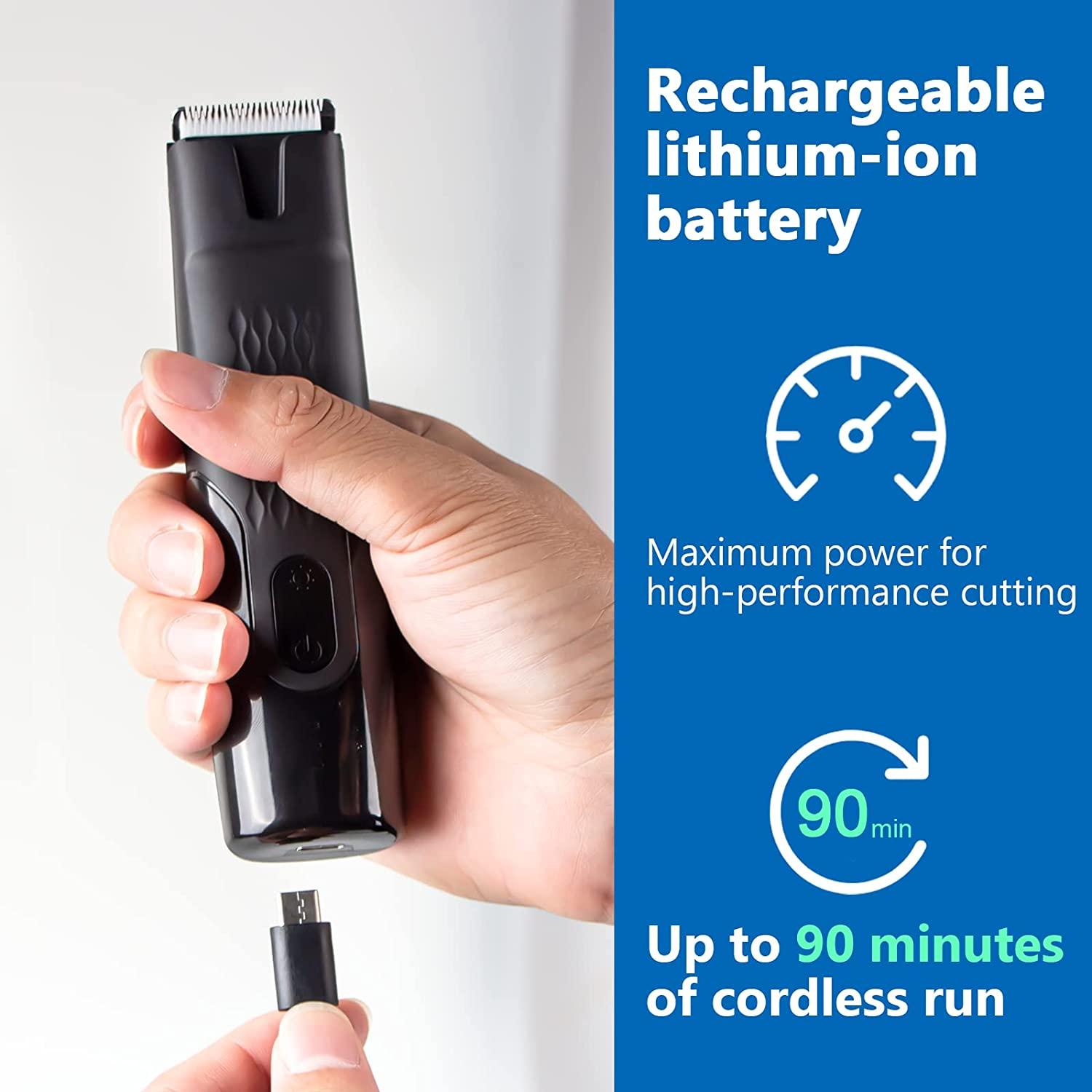 ATESON Groin Hair Trimmer for Men Electric Body Groomer with LED Light