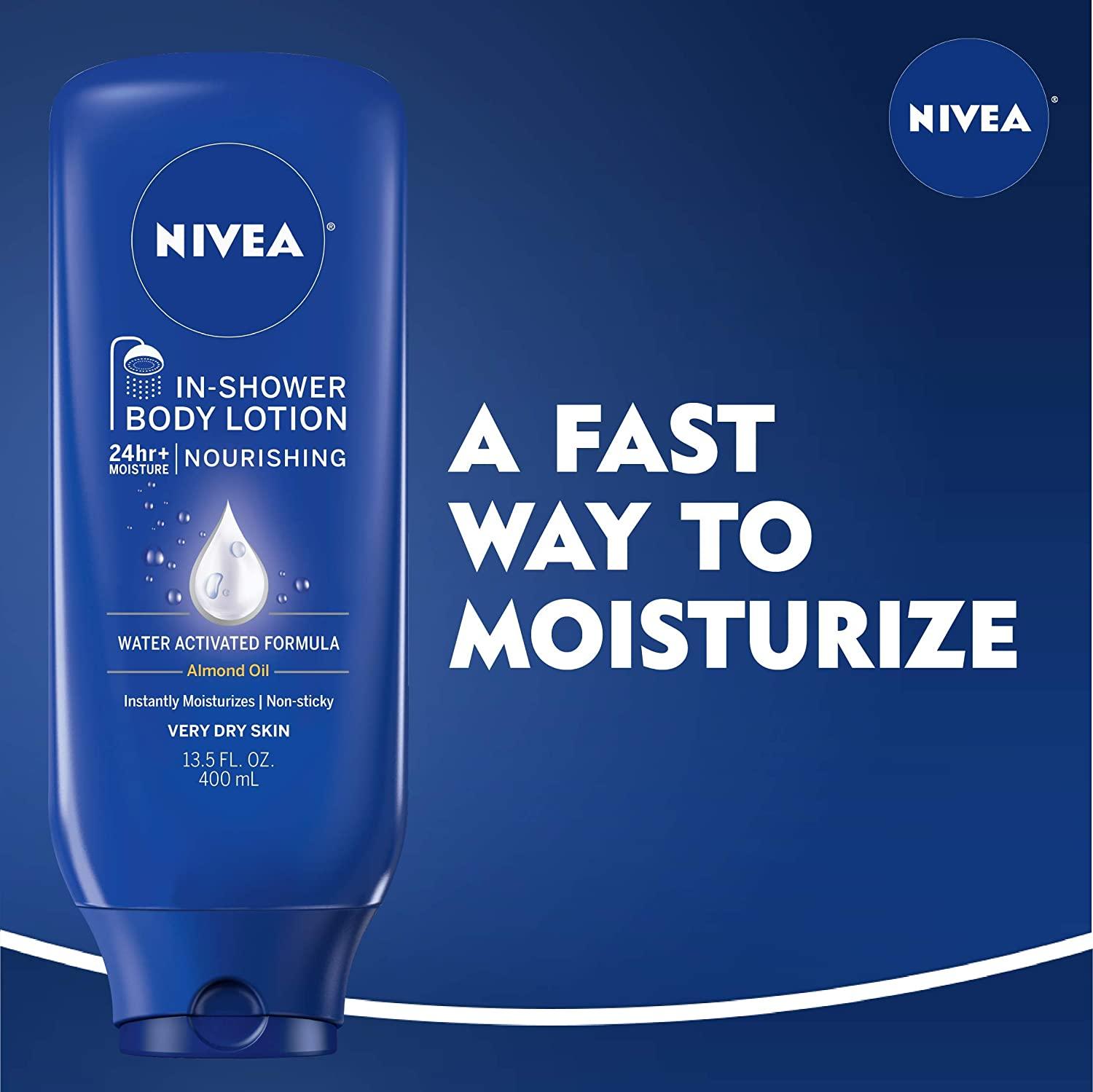 NIVEA Almond InShower Lotion for Dry Skin 13.5 Fl Oz Bottle