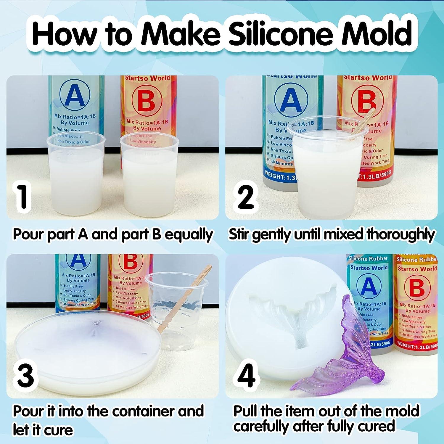  Silicone Mold Making Kit - Translucent Silicone Rubber  Non-Toxic Liquid Mold Making Silicone - Mixing Ratio 1:1 - Ideal for Resin  Molds, Silicone Molds)