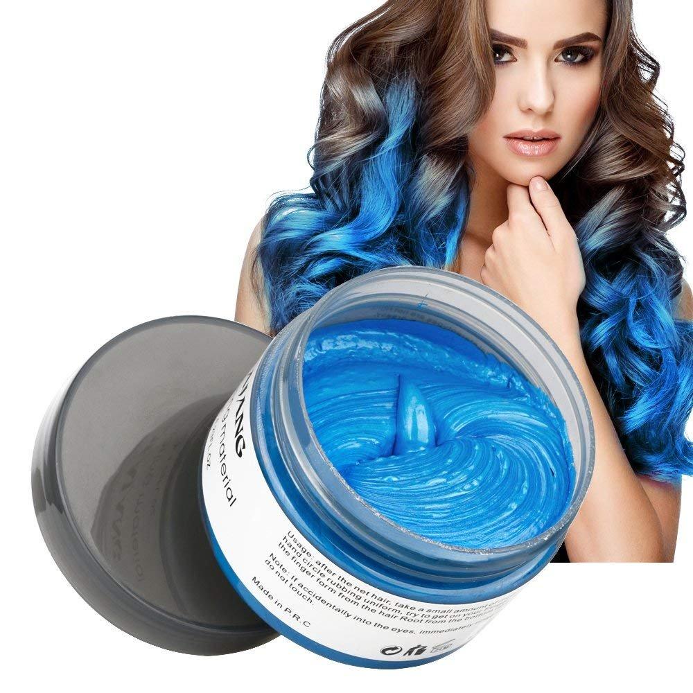 MOFAJANG Hair Coloring Wax, Blue Temporary Hairstyle Cream, Natural Hairstyle  Color Pomade, Washable Hair Dye Styling Wax Cream Mud