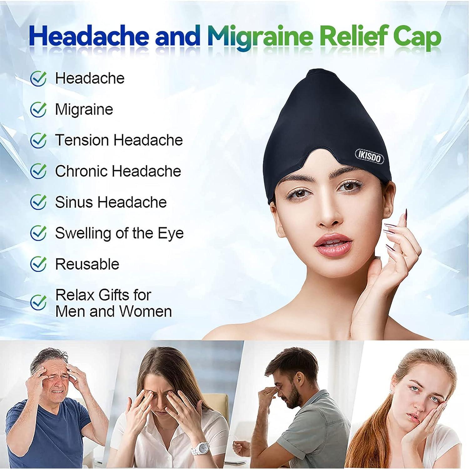 Migraine Relief Cap Advanced Headache Hat for Cold Therapy, Puffy Eyes, Sinus & Stress Relief