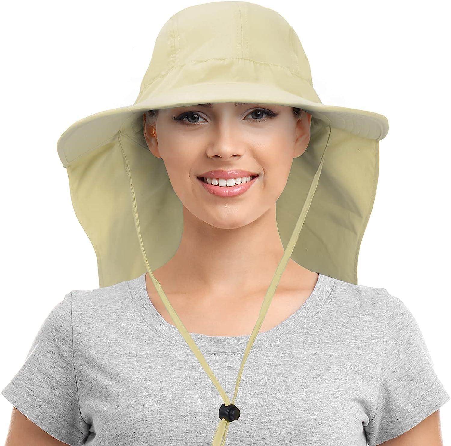 Solaris Womens Sun Hats Neck Flap Large Brim UV Protection Foldable Fishing Hiking Cap, Blue
