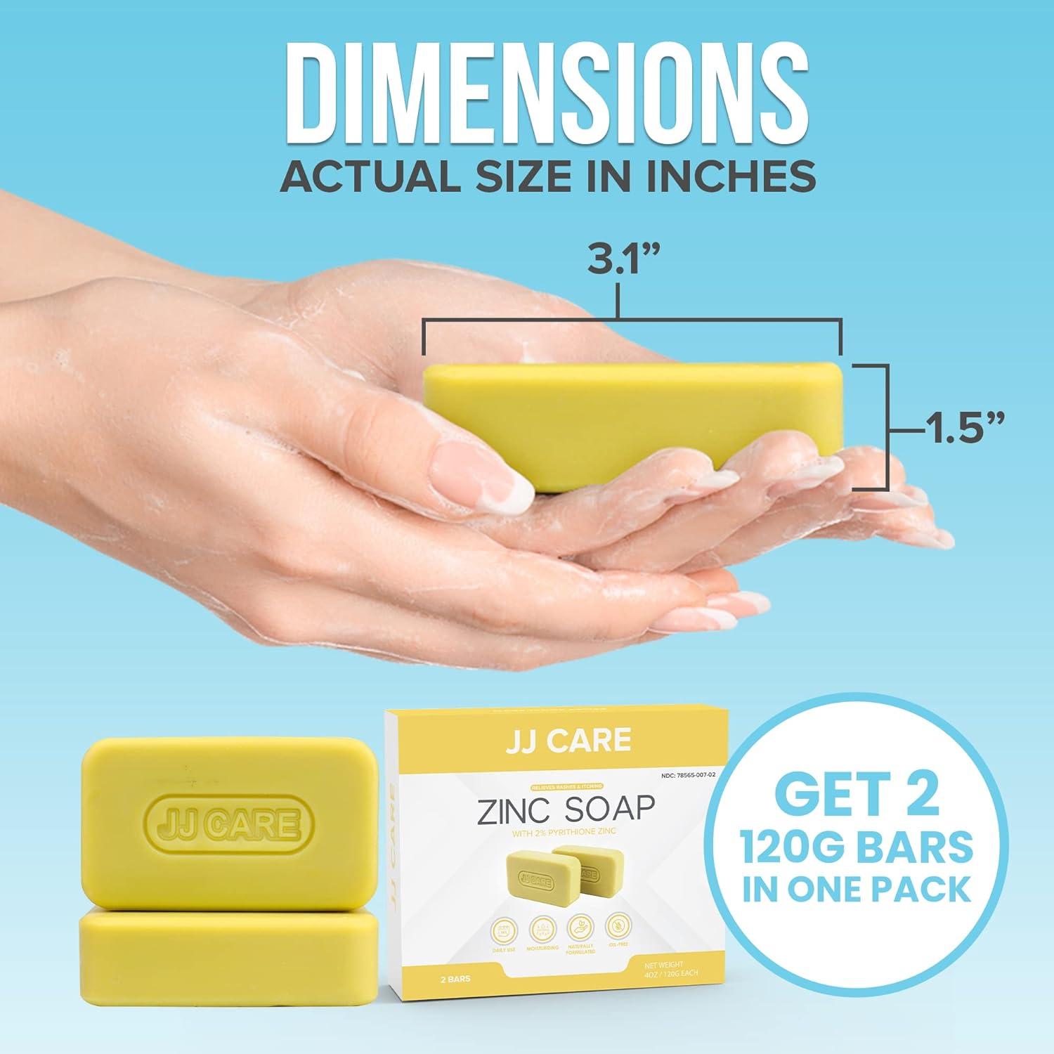 JJ CARE Zinc Soap - Daily Medicated 2% Zinc Pyrithione Soap - Zinc
