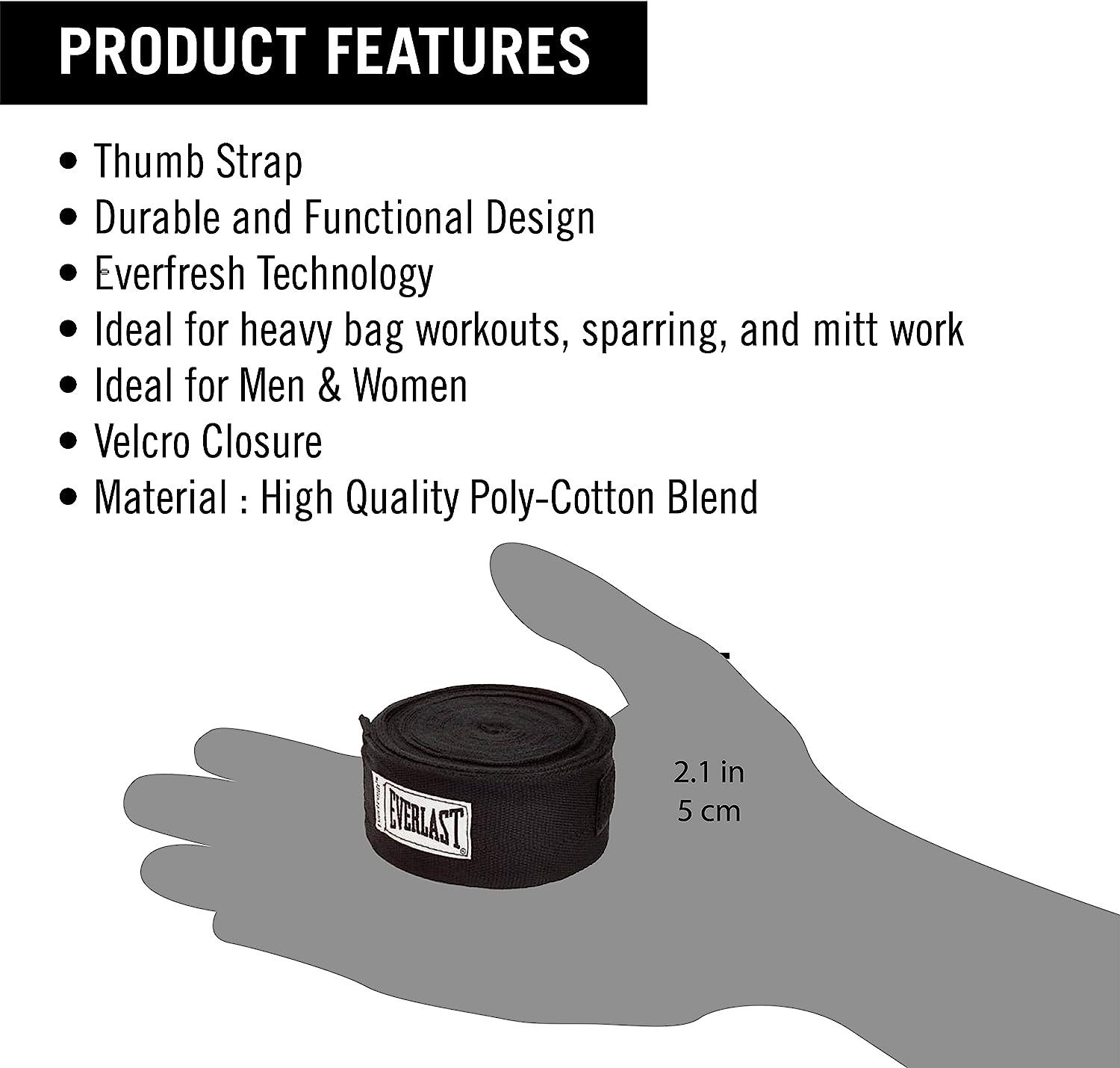 Everlast Hand Wraps Black 120 Inch Premium Boxing Hand Wraps