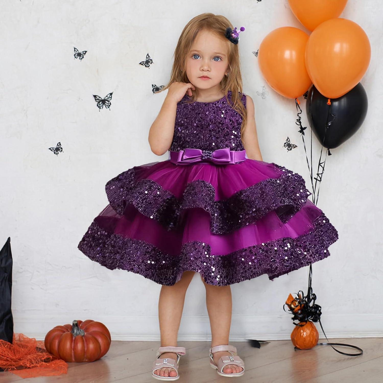 Purple Dress Latest Party Wear Dresses For Baby Girl Tissue Baby