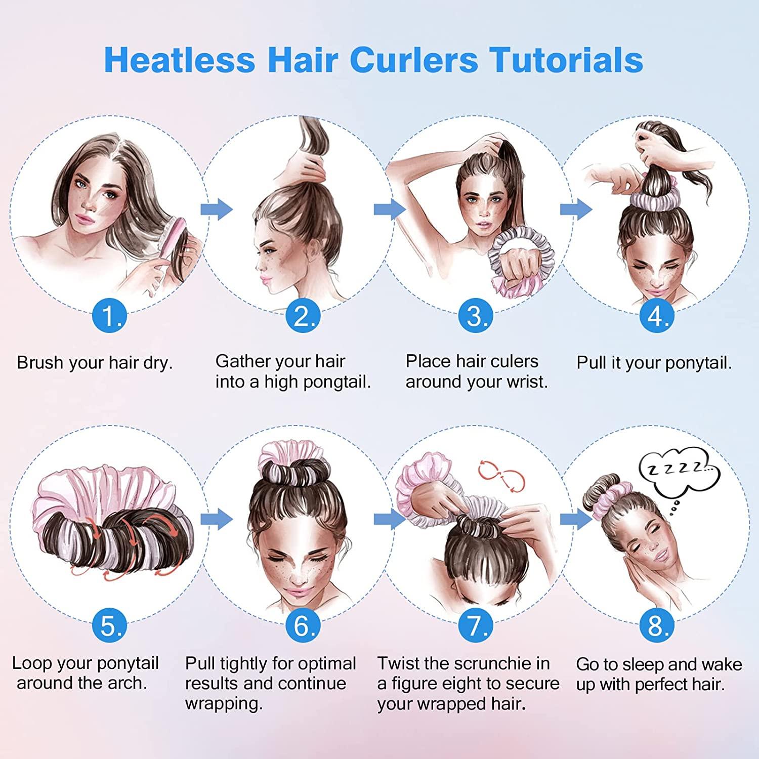 2022 New Pink Heatless Hair Curler Headband for Long Hair No Heat