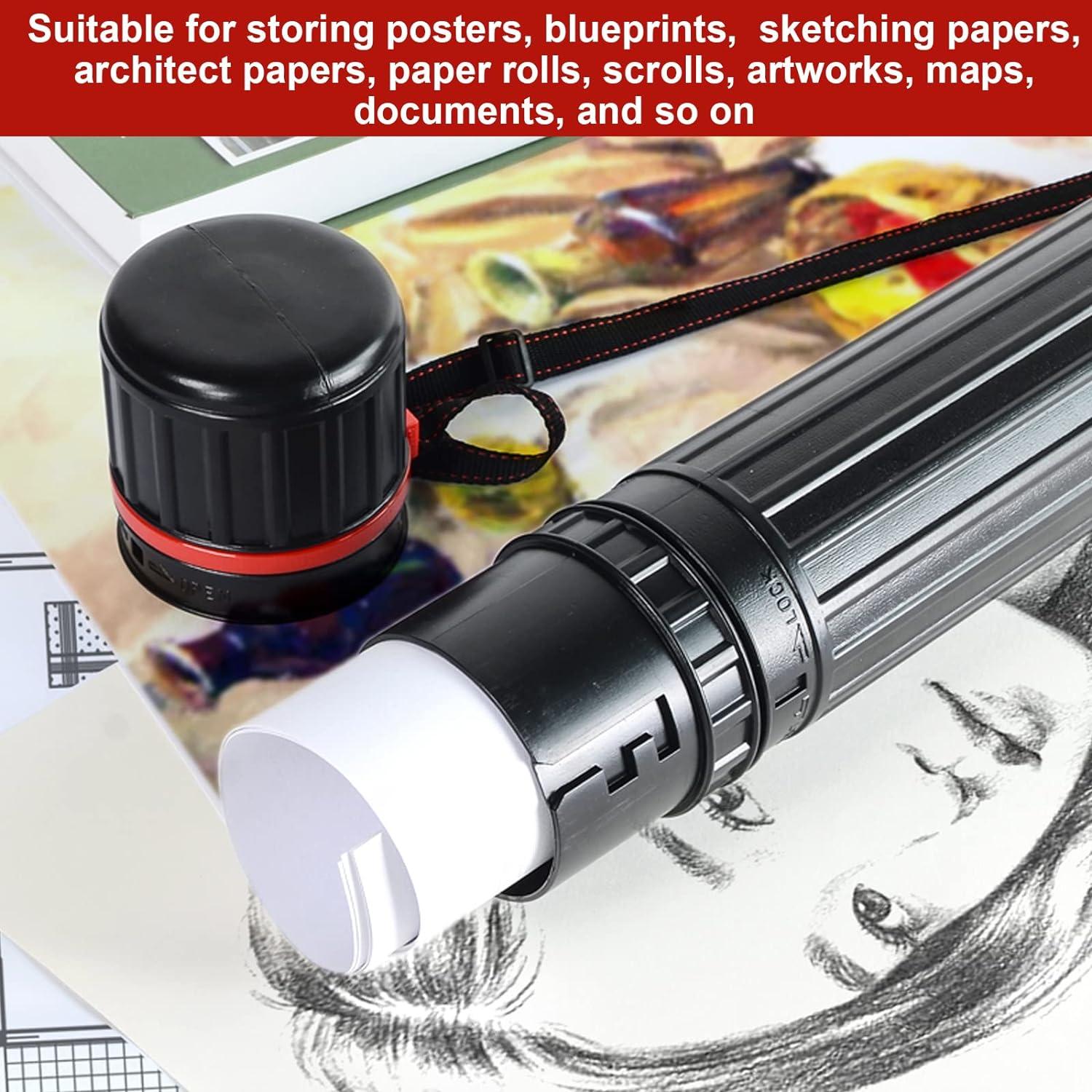 huyear Poster Tube Extra Large Black Extendable Poster Tube with Carrying  Strap Poster Carrying Case Telescoping