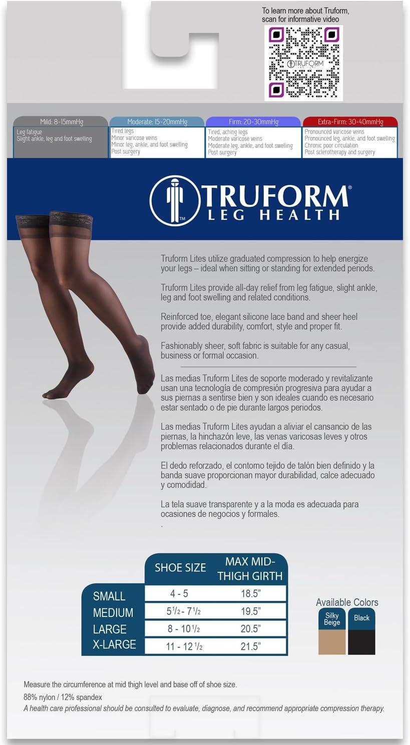 Truform Compression 8-15 mmHg Sheer Thigh High Stockings Black